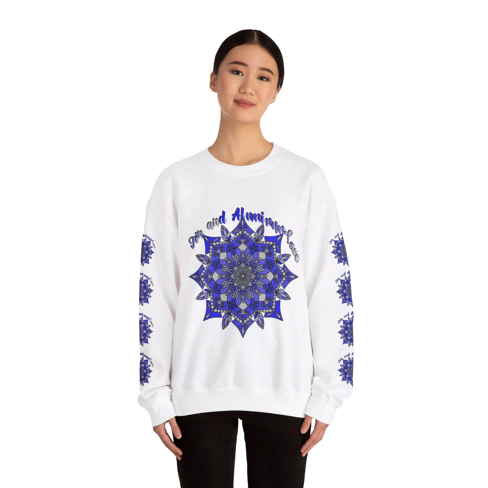 Handmade Mandala Design Unisex Sweatshirt - 10th Anniversary Tin and Aluminum Love