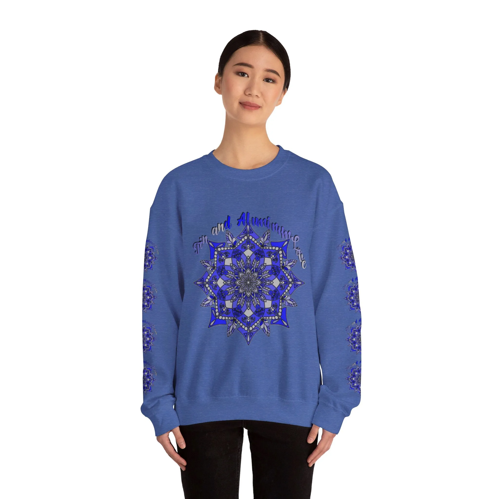 Handmade Mandala Design Unisex Sweatshirt - 10th Anniversary Tin and Aluminum Love