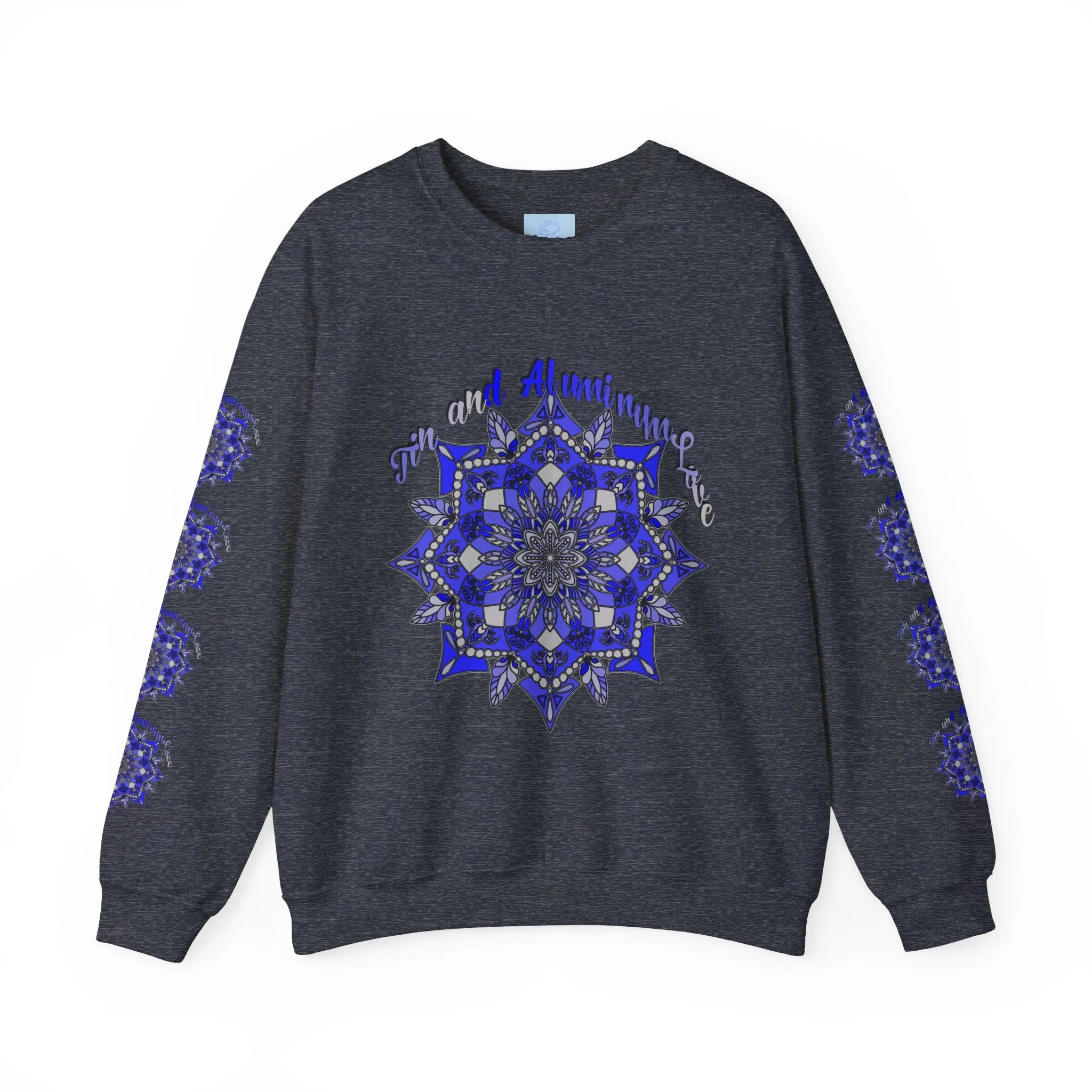 Handmade Mandala Design Unisex Sweatshirt - 10th Anniversary Tin and Aluminum Love