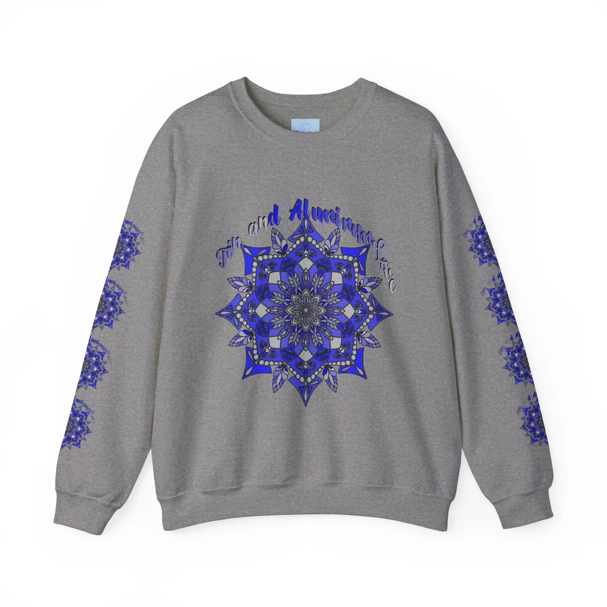 Handmade Mandala Design Unisex Sweatshirt - 10th Anniversary Tin and Aluminum Love