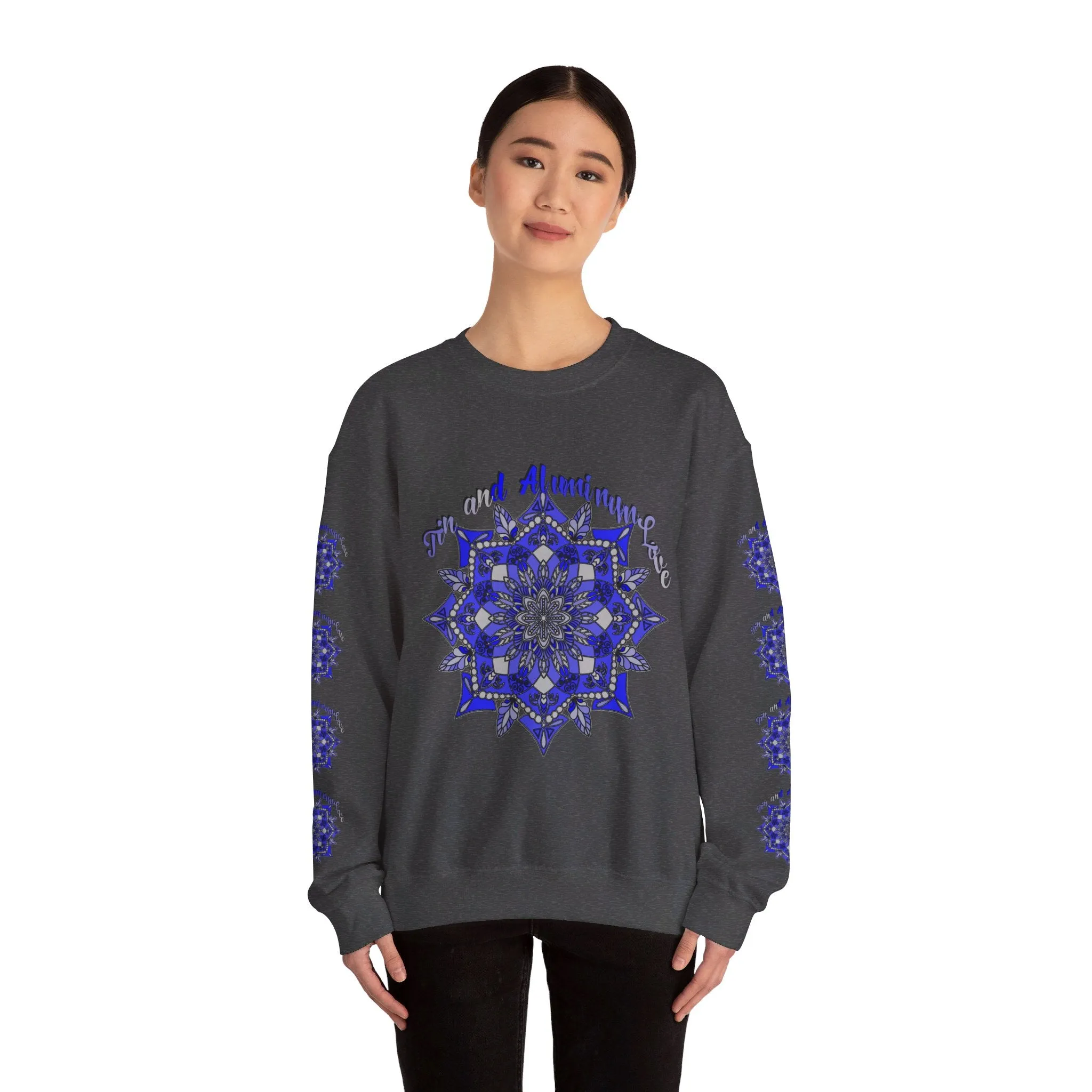 Handmade Mandala Design Unisex Sweatshirt - 10th Anniversary Tin and Aluminum Love