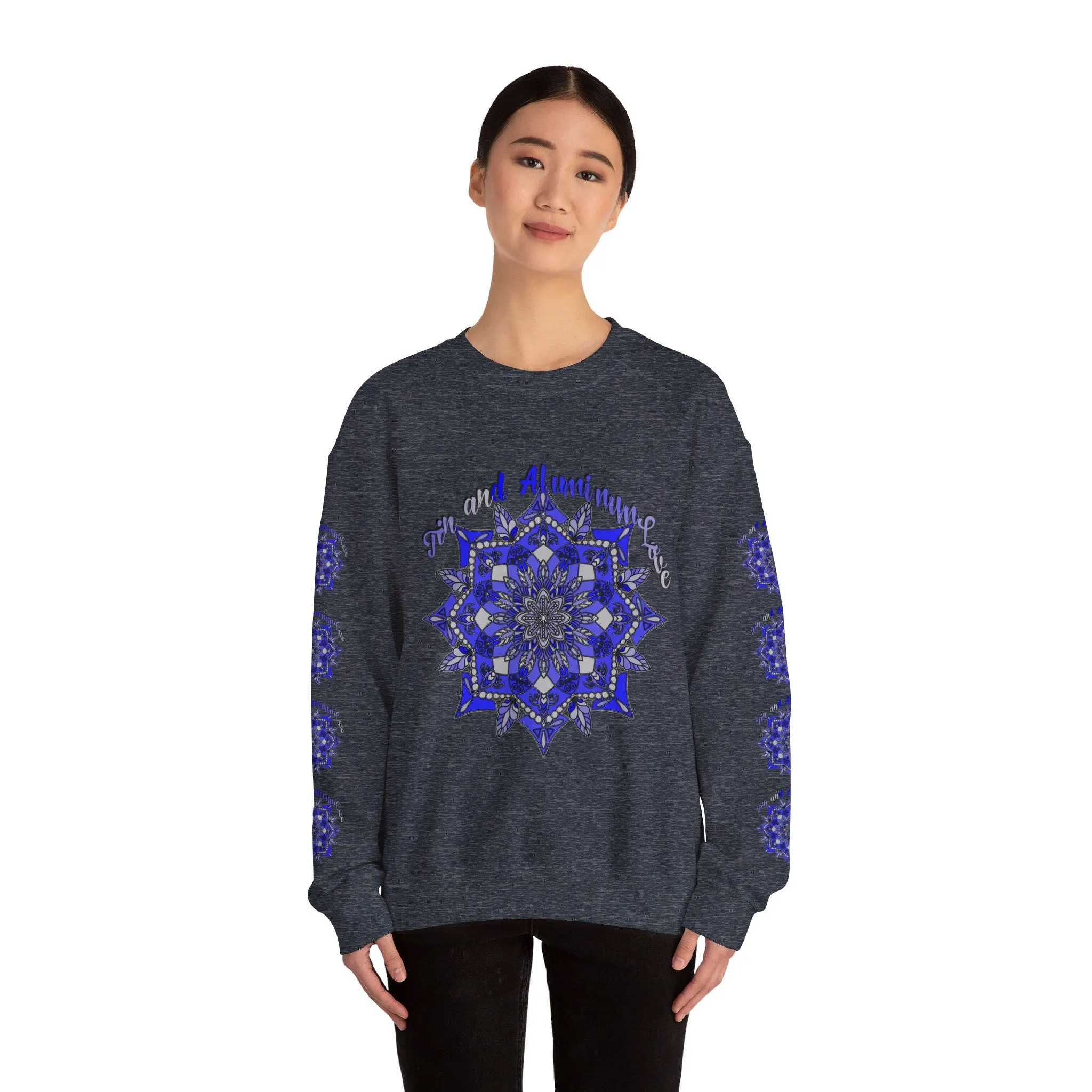 Handmade Mandala Design Unisex Sweatshirt - 10th Anniversary Tin and Aluminum Love