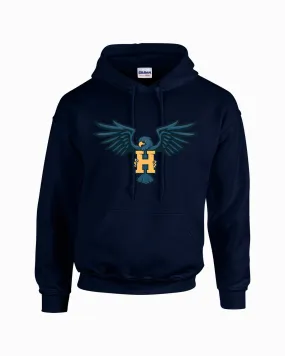 Hanover Navy Hoodie - Hawk w/H Full Front/Left Chest