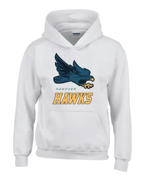 Hanover White Hoodie - Flying Hawk Full Front/Left Chest