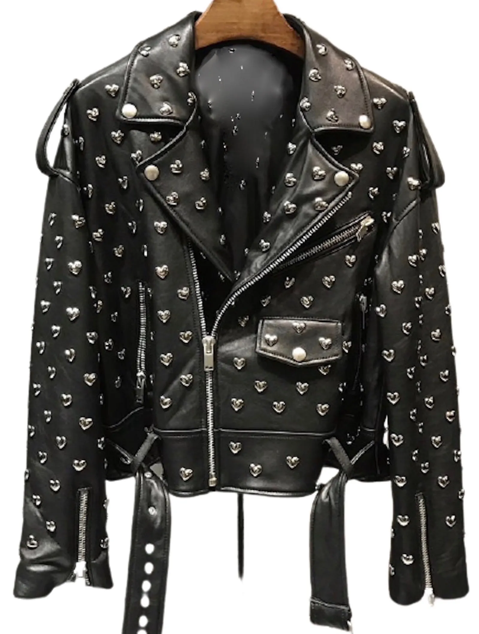 Heart Stud Leather Moto