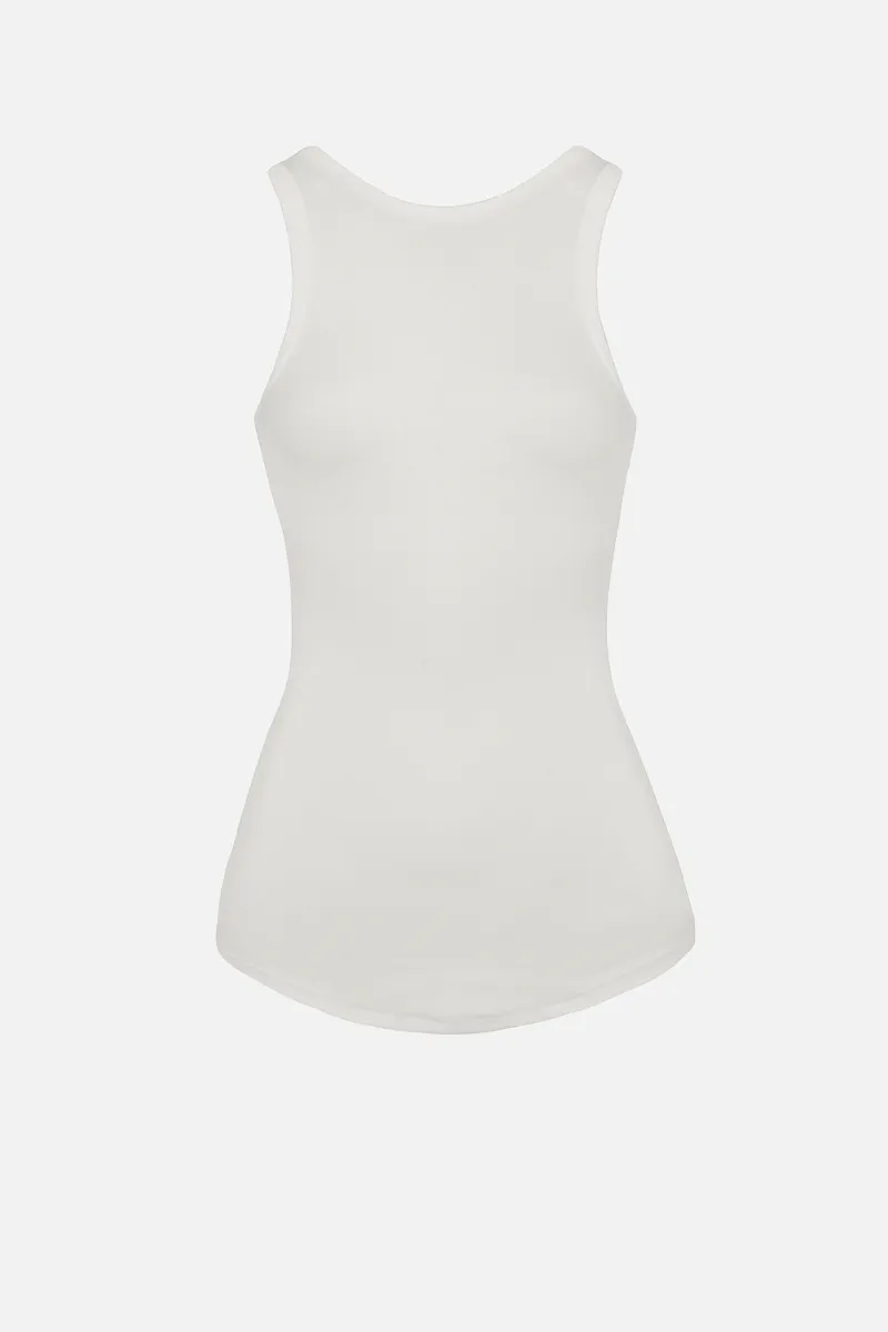 Heavy Ribbed Racer Top - Ivory