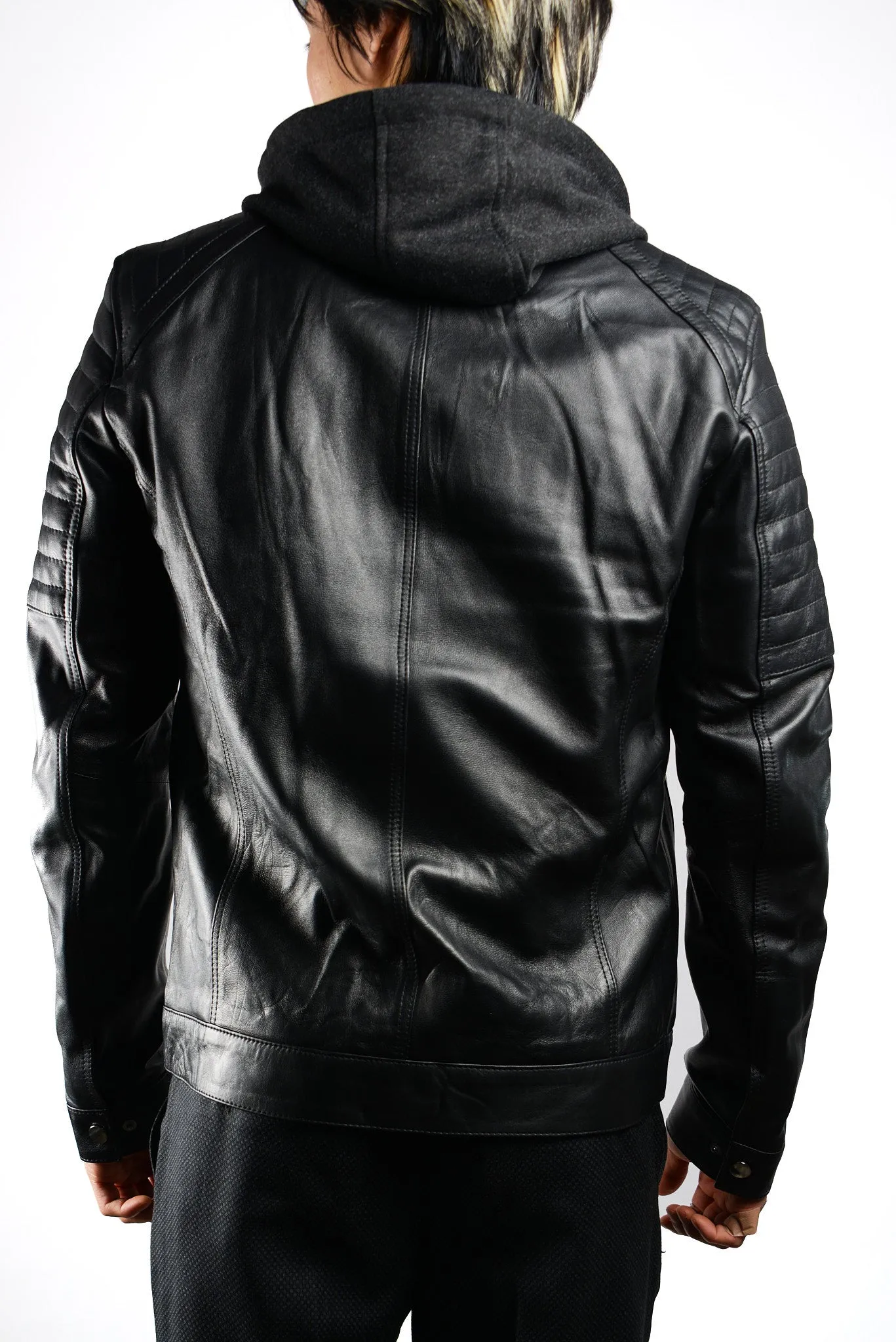 Holloway Moto Leather Jacket w/Hoody