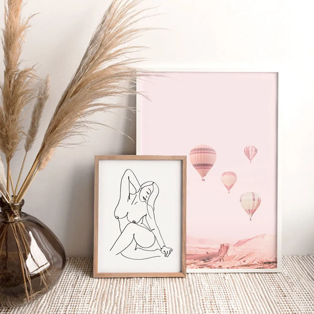 Hot Air Balloons in Blush  - Art Print