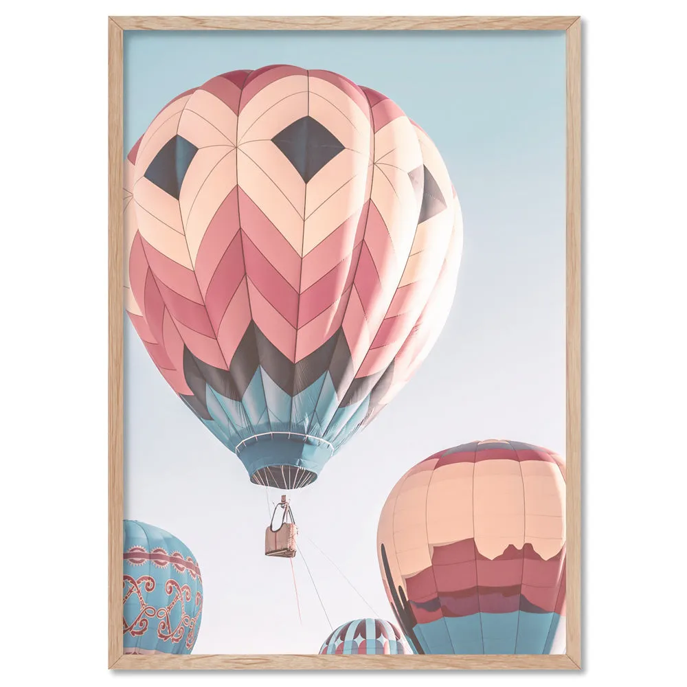 Hot Air Balloons in Vivid Pastels  - Art Print