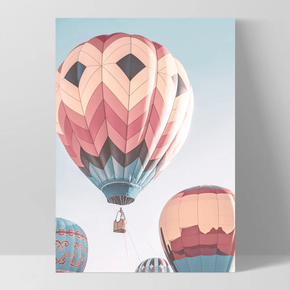 Hot Air Balloons in Vivid Pastels  - Art Print