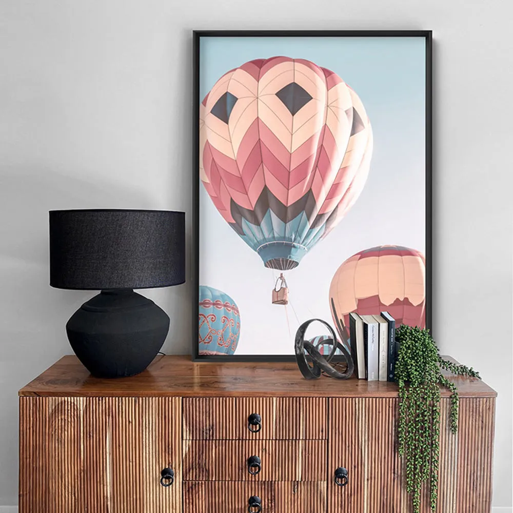 Hot Air Balloons in Vivid Pastels  - Art Print