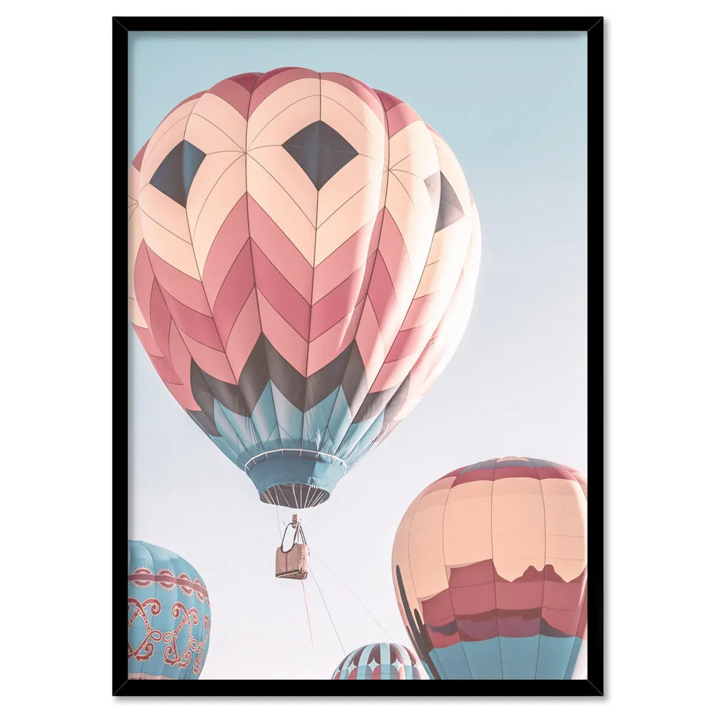 Hot Air Balloons in Vivid Pastels  - Art Print