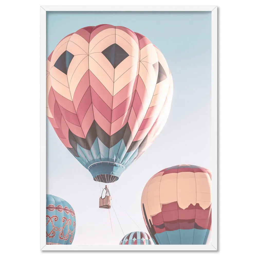 Hot Air Balloons in Vivid Pastels  - Art Print