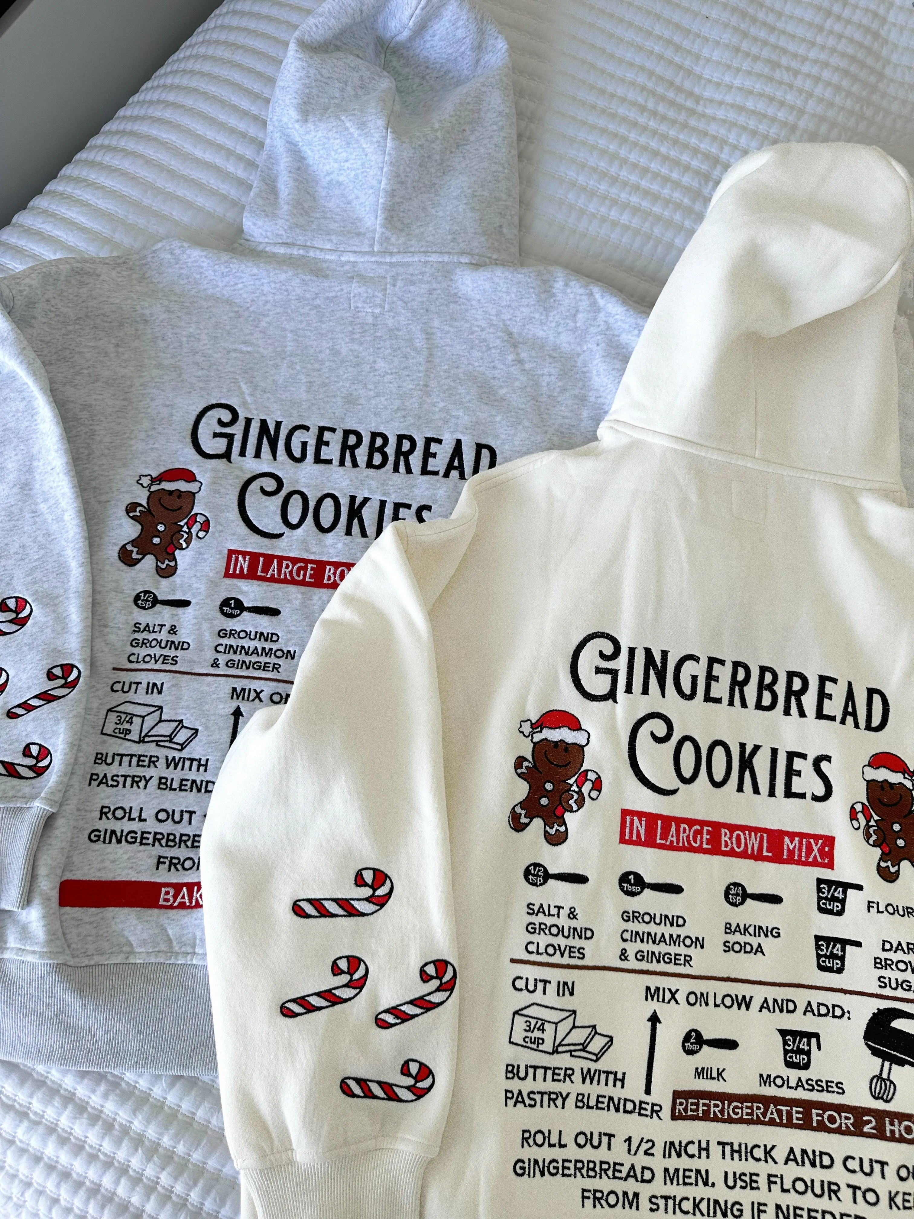 Ivory Gingerbread Recipe Christmas Embroider Hoodie