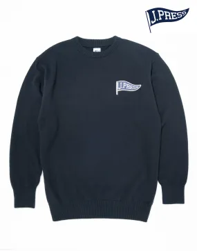 J. PRESS VARSITY CREW NECK SWEATER - NAVY