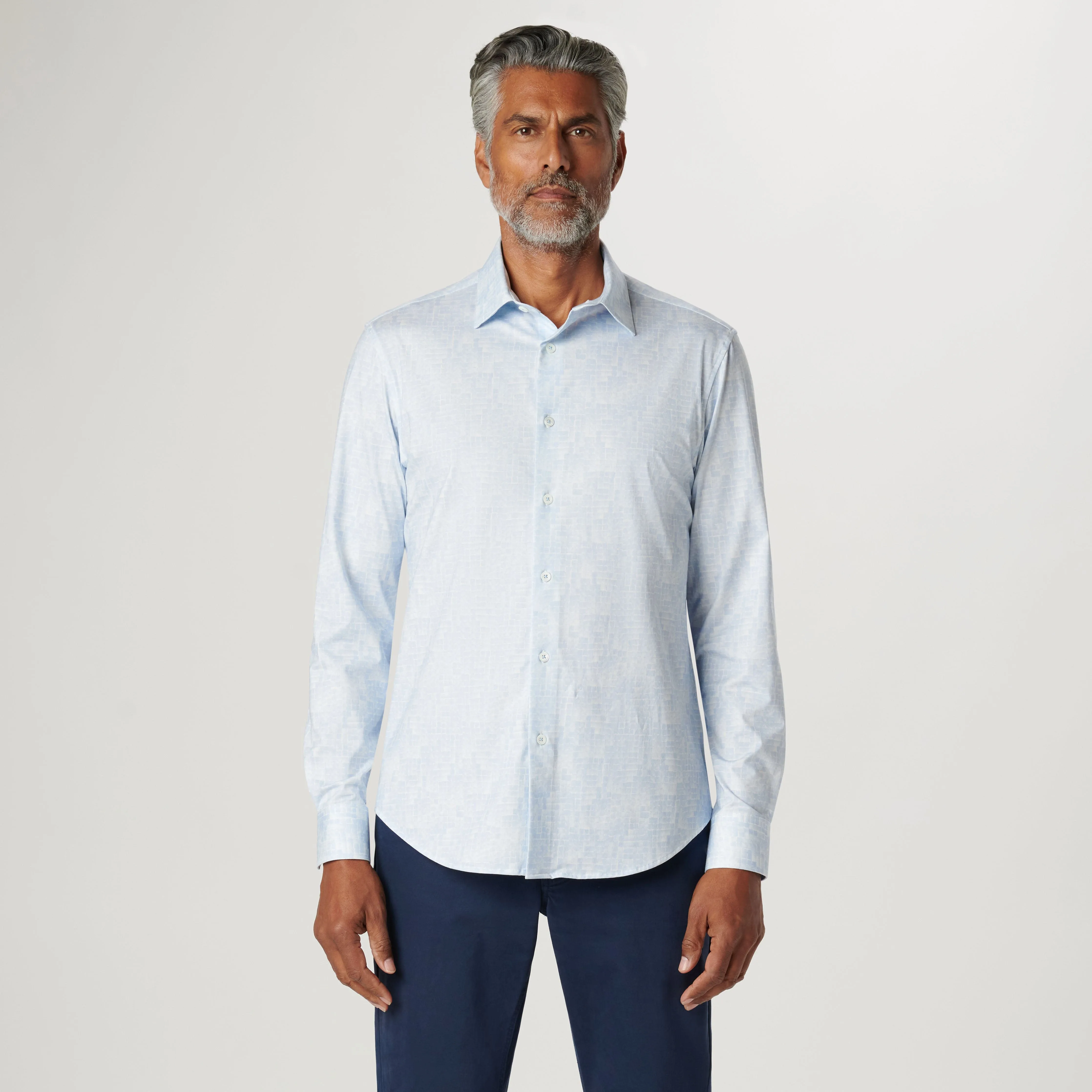 James Tonal Check OoohCotton Shirt- Sky