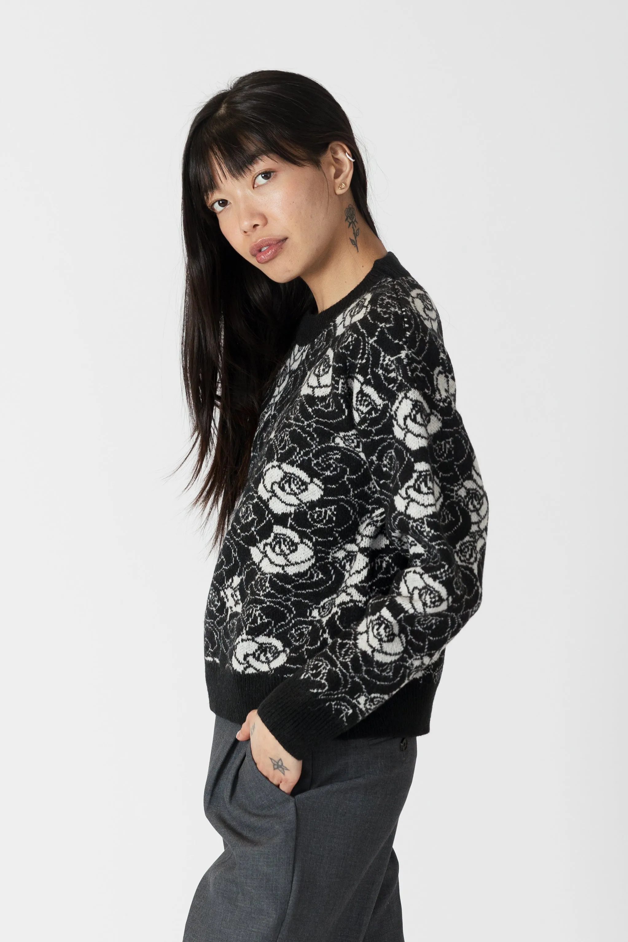 JORDYN ROSE PRINT CREW NECK SWEATER