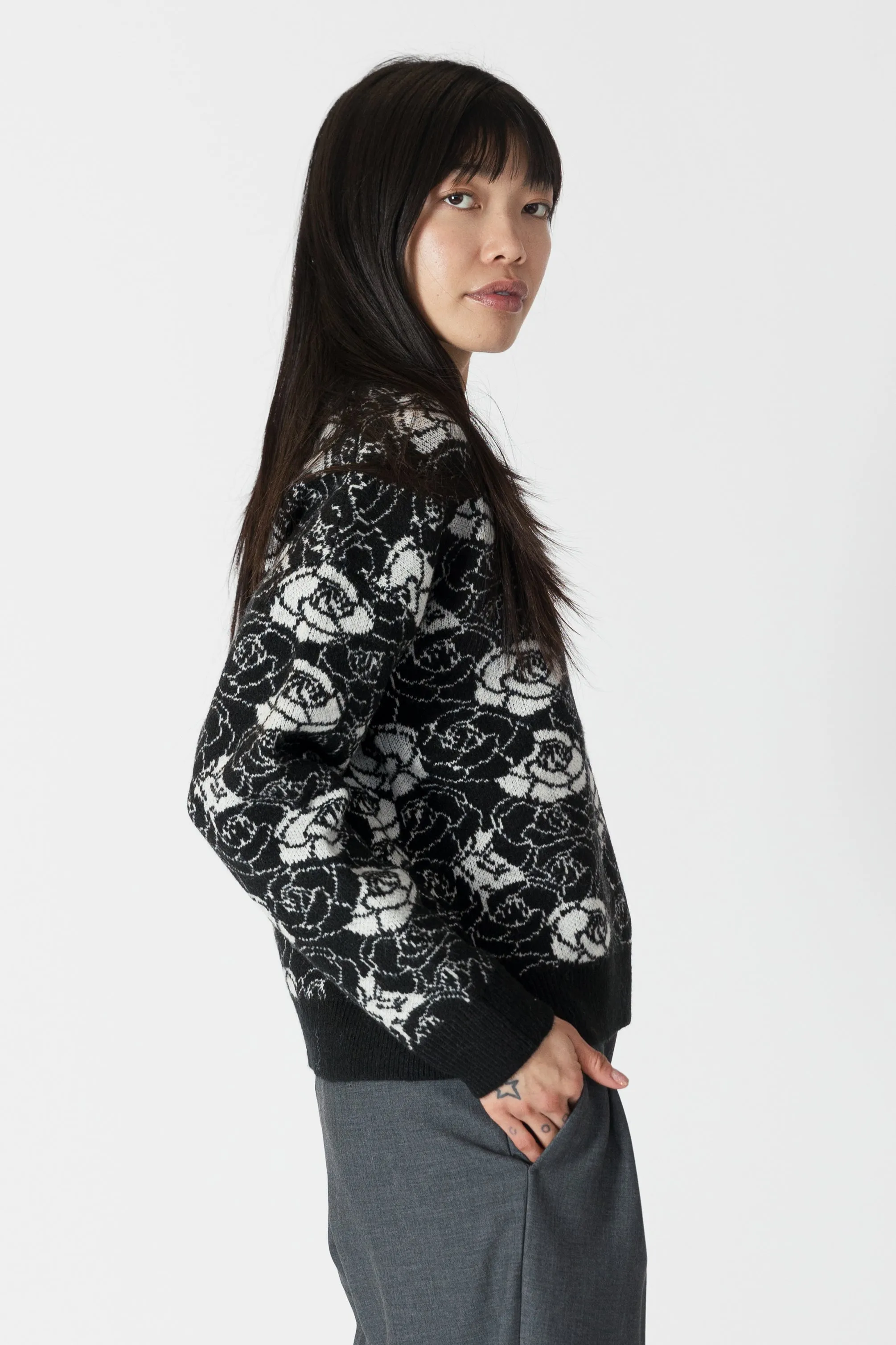 JORDYN ROSE PRINT CREW NECK SWEATER