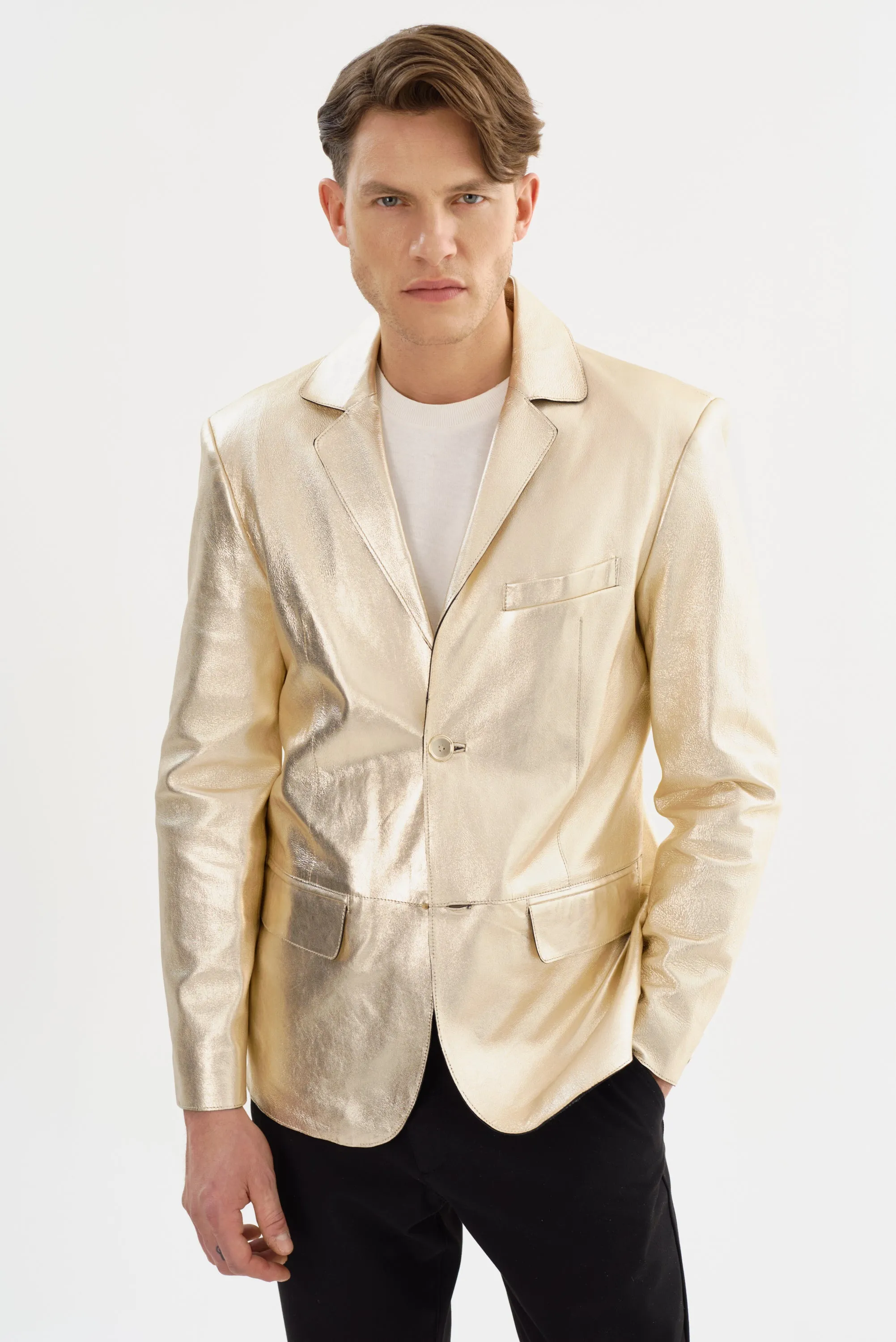 Joshua Gold Leather Jacket