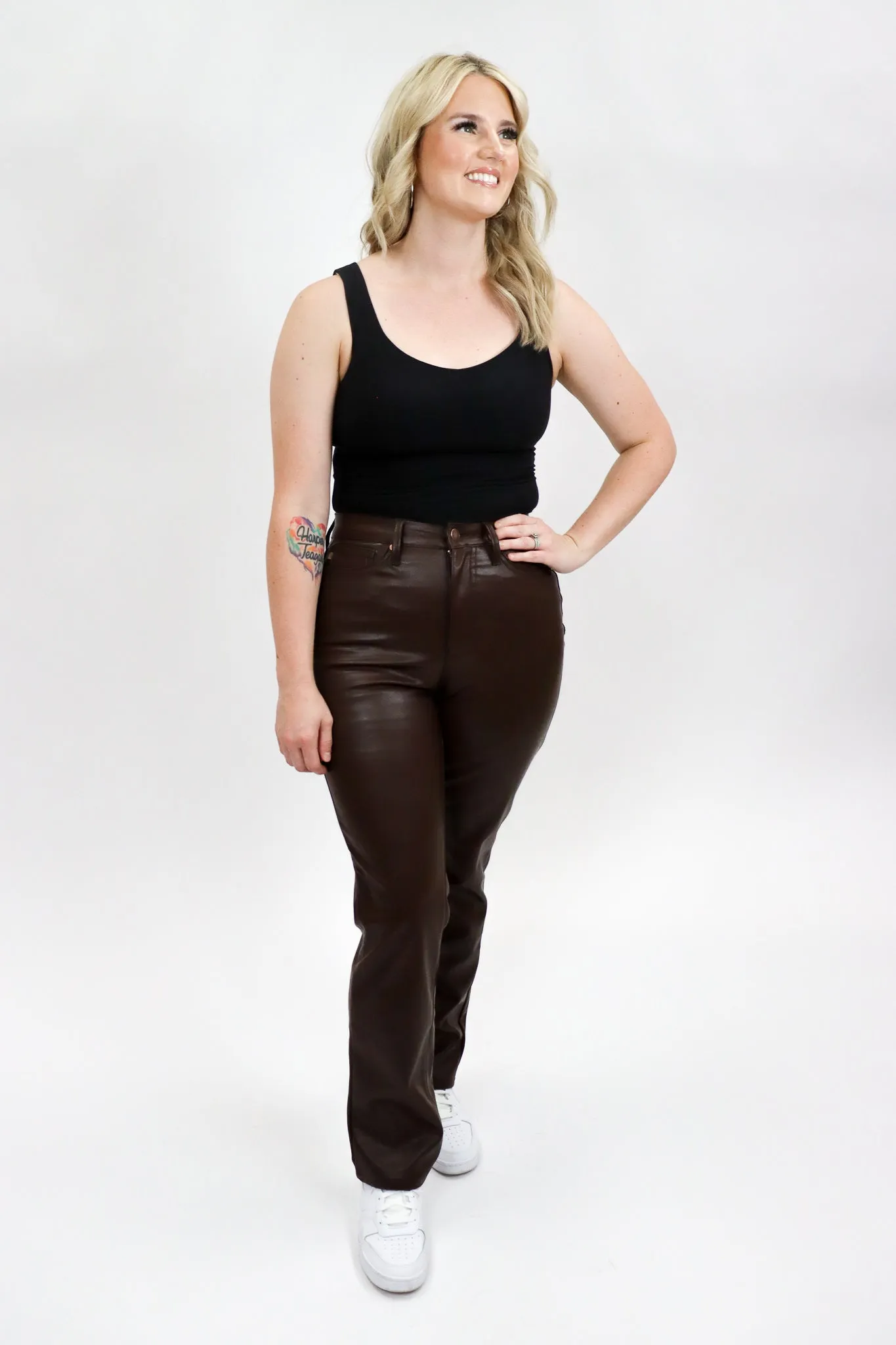 Judy Blue Faux Leather Straight Tummy Control Pant - FINAL SALE