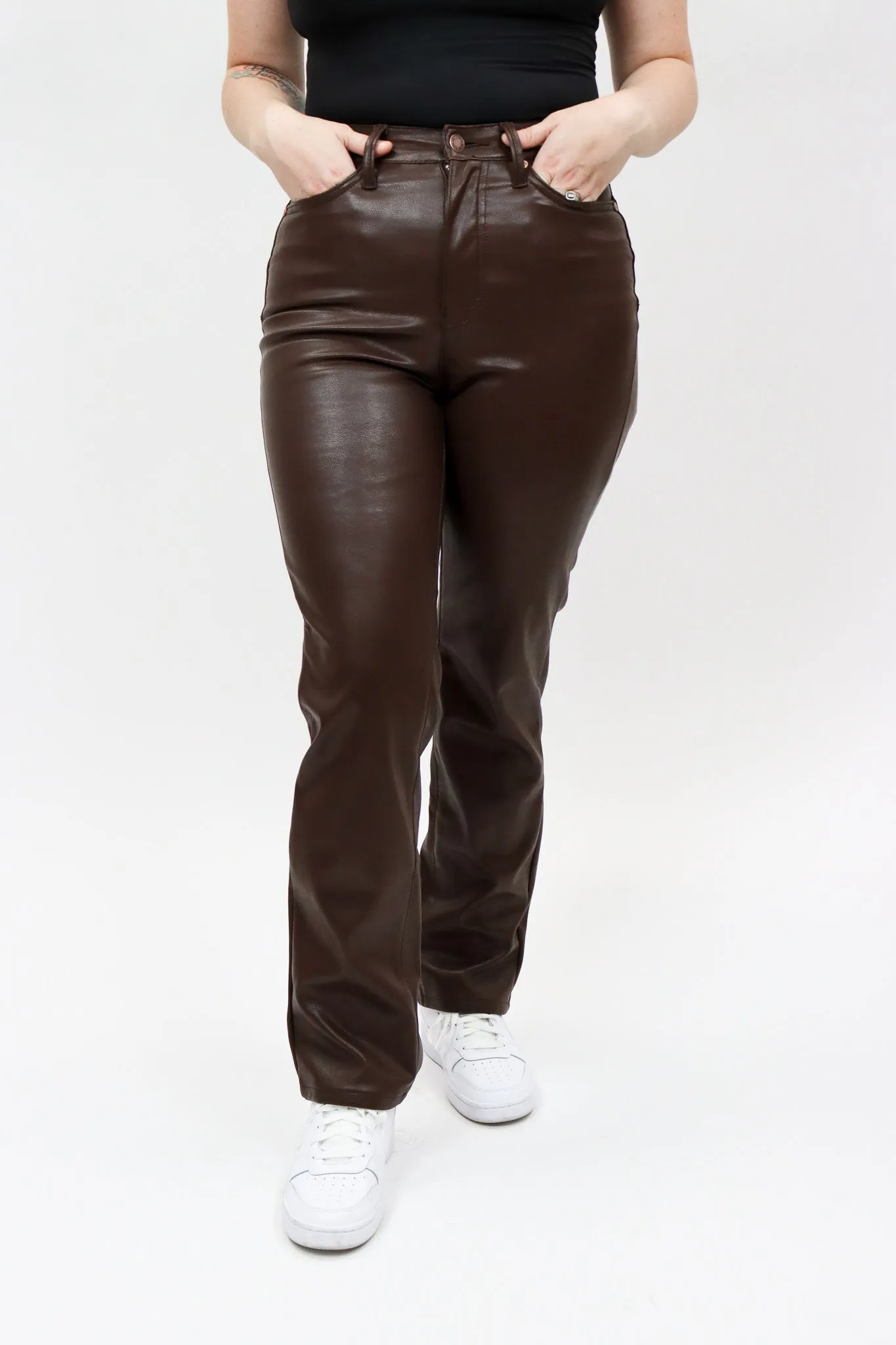 Judy Blue Faux Leather Straight Tummy Control Pant - FINAL SALE