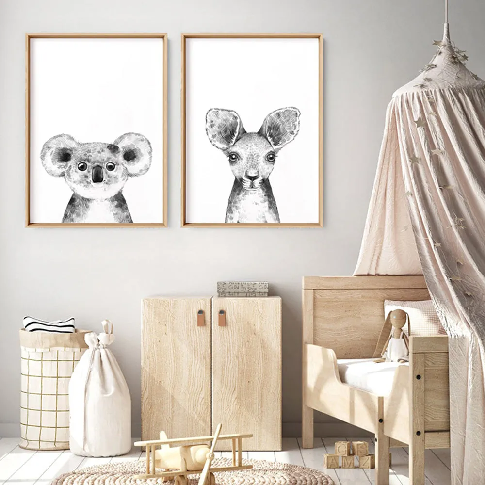 Kangaroo Joey Baby Peek a Boo Animal - Art Print