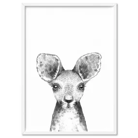 Kangaroo Joey Baby Peek a Boo Animal - Art Print