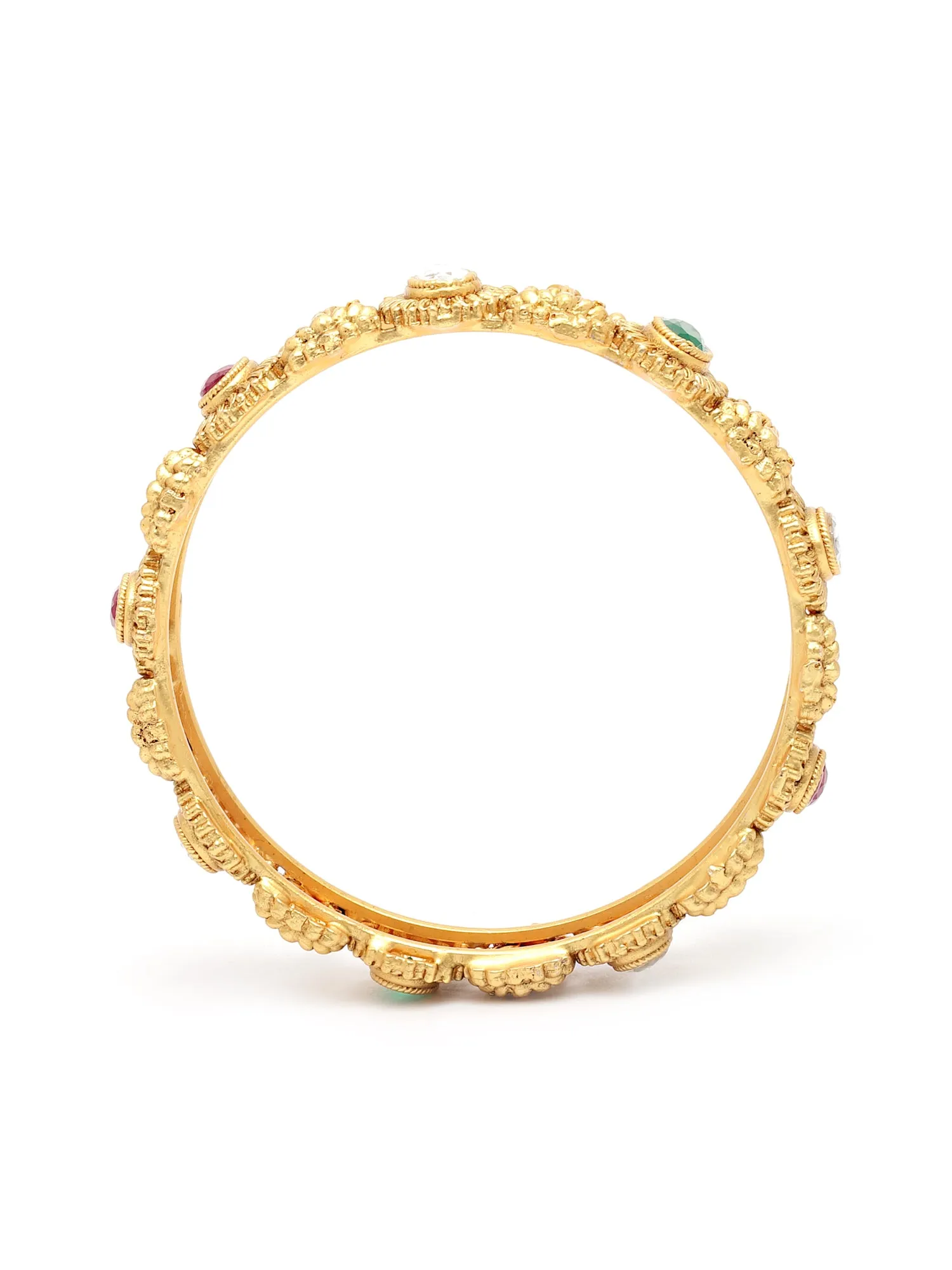 Karatcart Antique Gold Plated Mata Laxmi Rajwadi Temple Bangle Set for Women