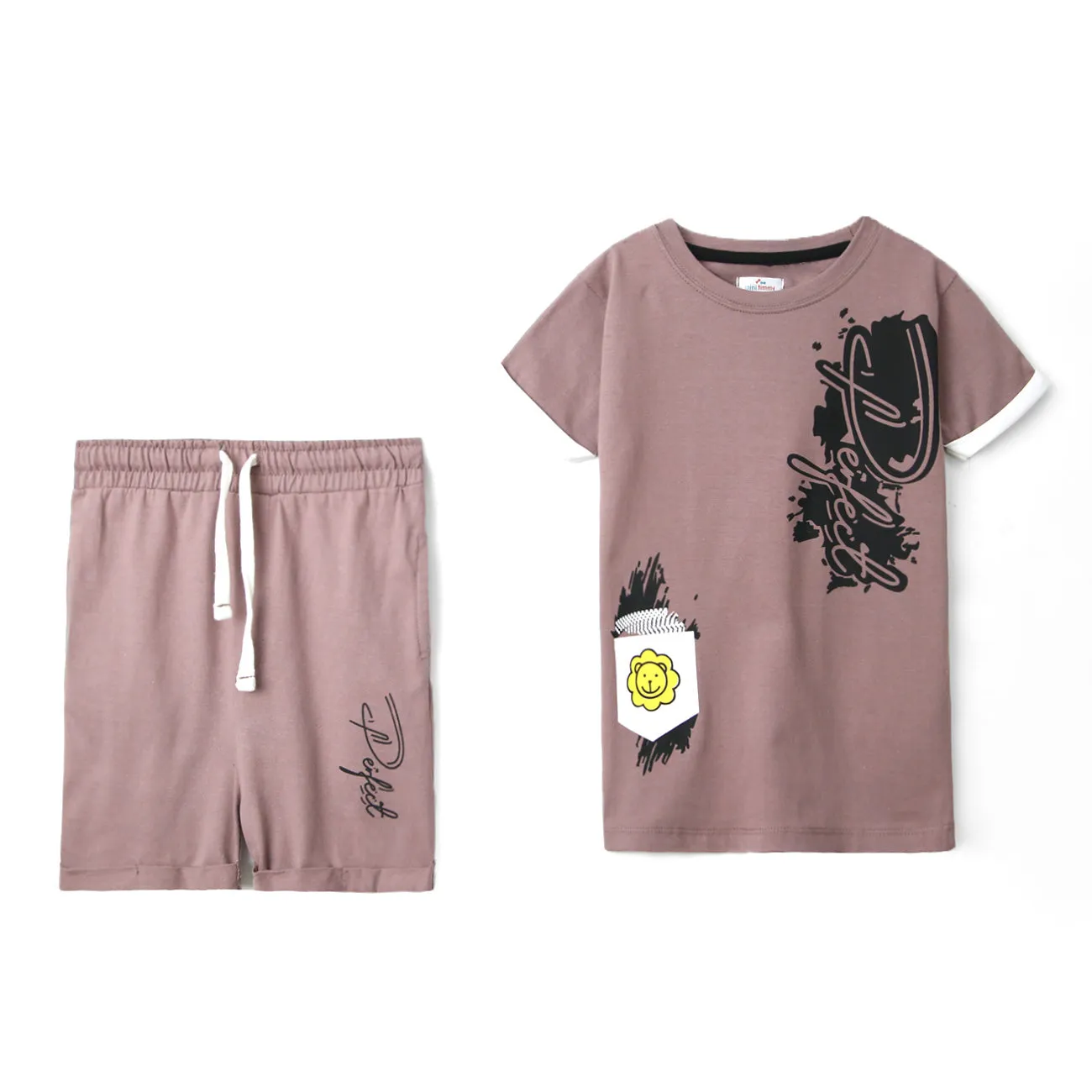 Kids Soft Cotton Printed Plum Suit