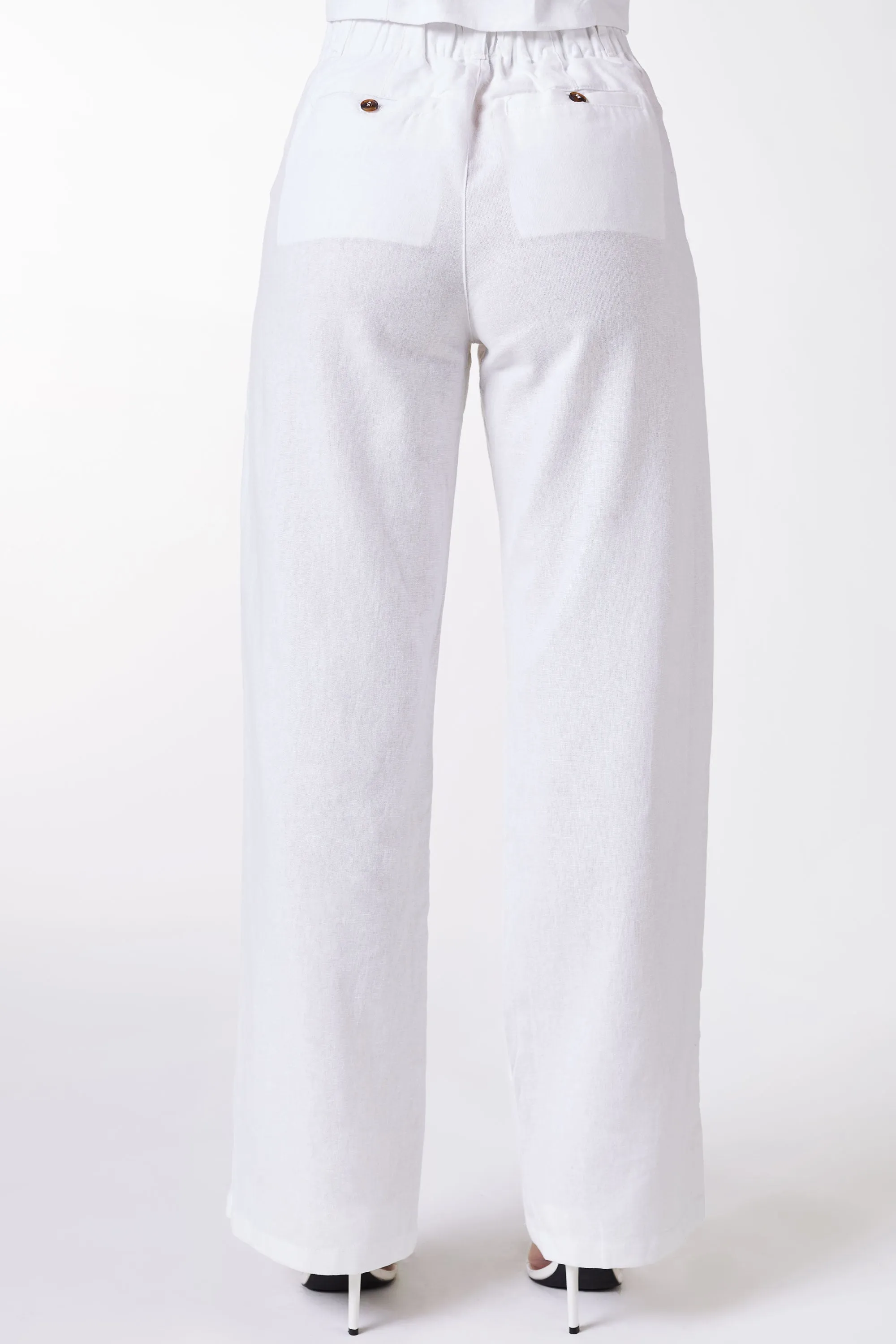 Kiva White Linen Pants