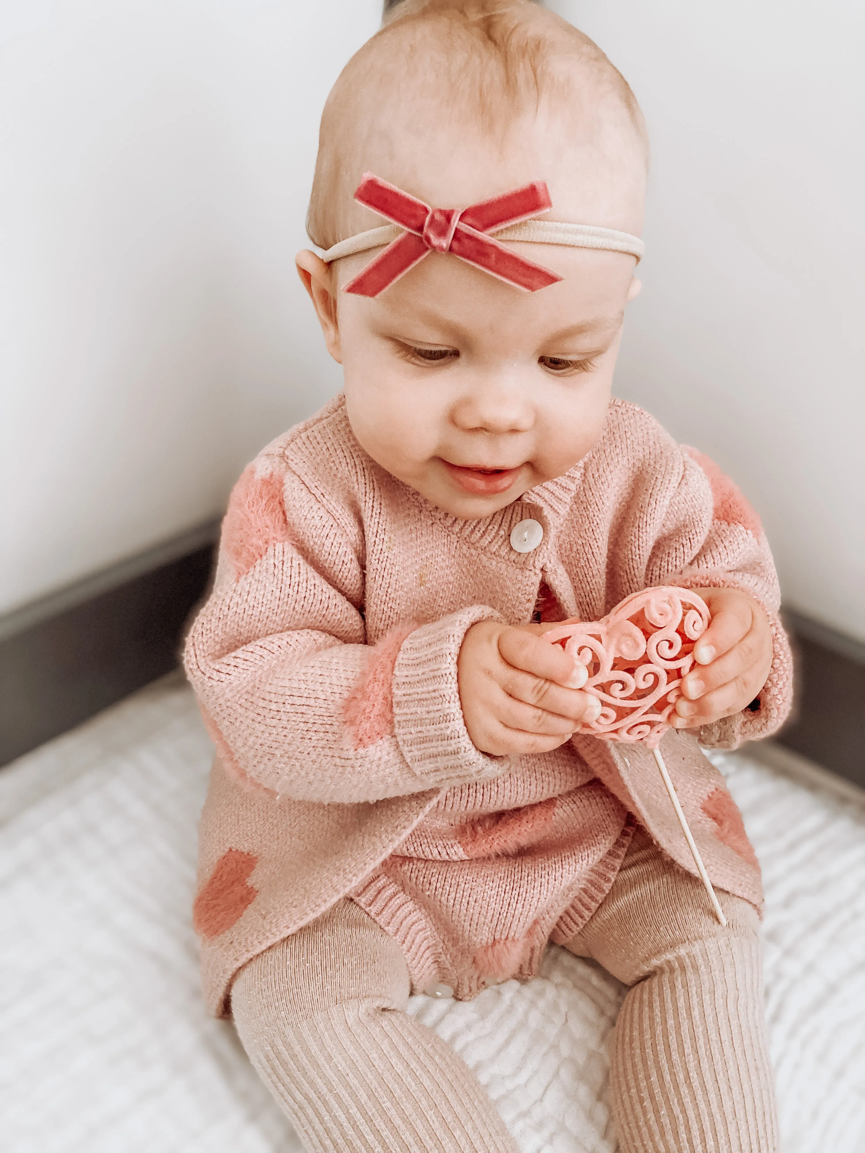 Knitted heart cardigan and romper