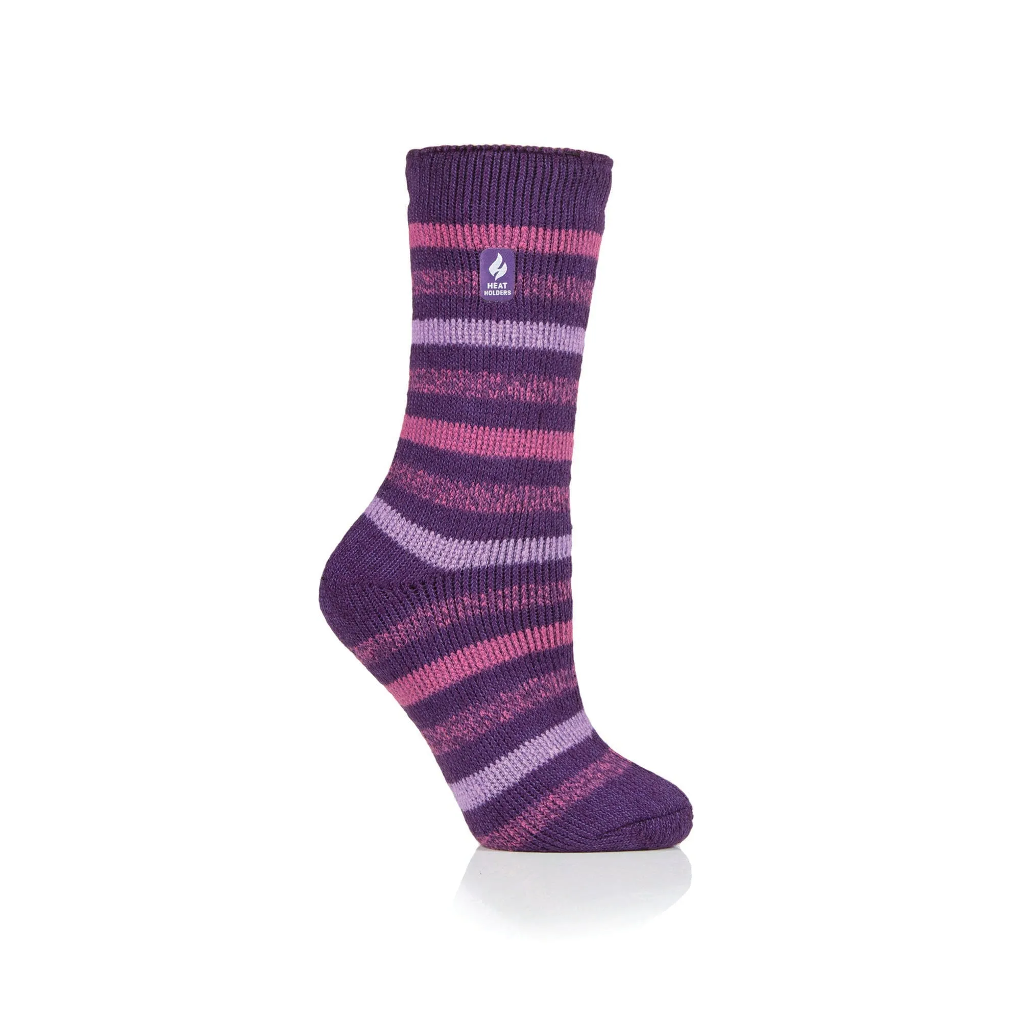 Ladies Original Rosebud Stripe Socks - Purple