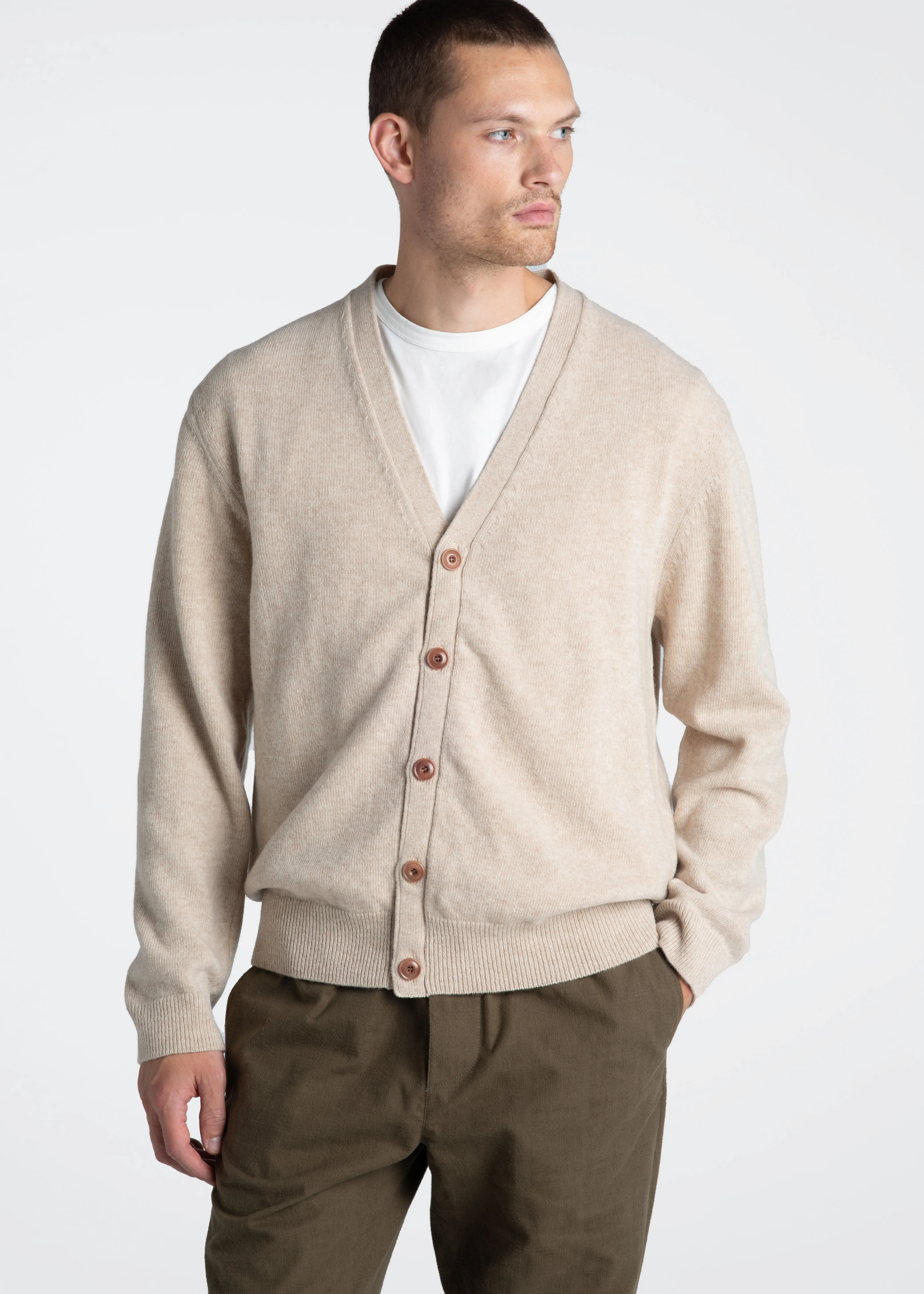 Lambswool Cardigan - Sand - Final Sale