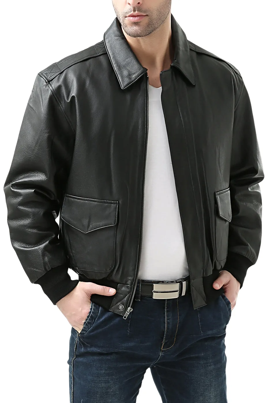 Landing Leathers Men Air Force A-2 Leather Flight Bomber Jacket