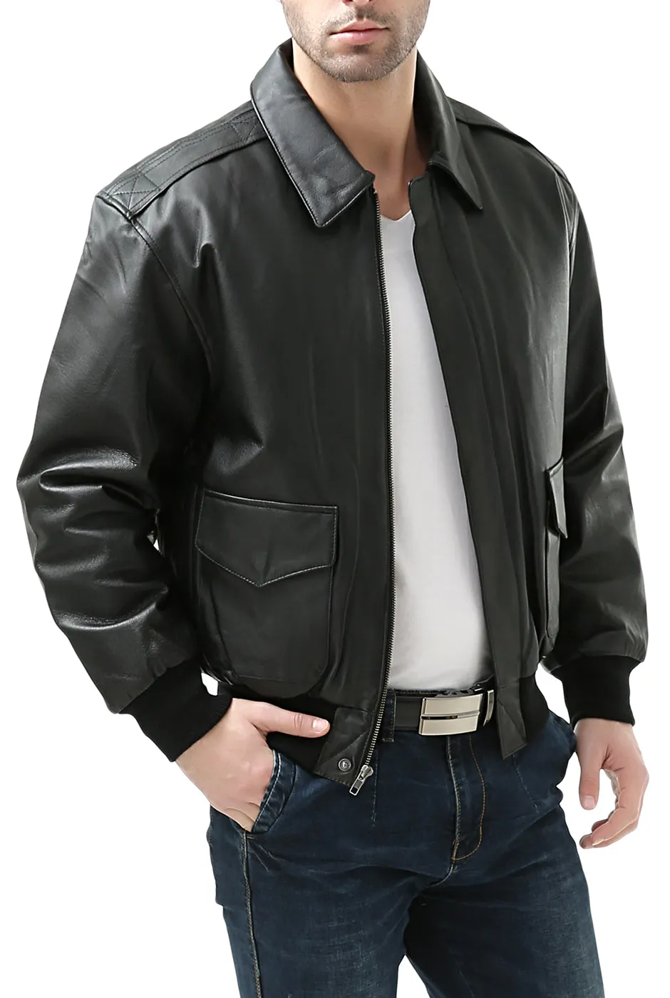 Landing Leathers Men Air Force A-2 Leather Flight Bomber Jacket