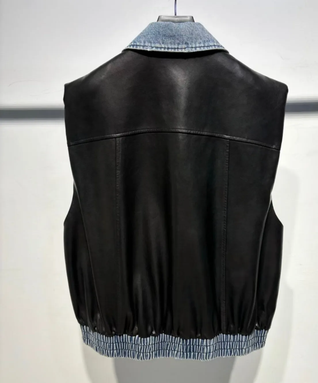 Leather Denim Vest