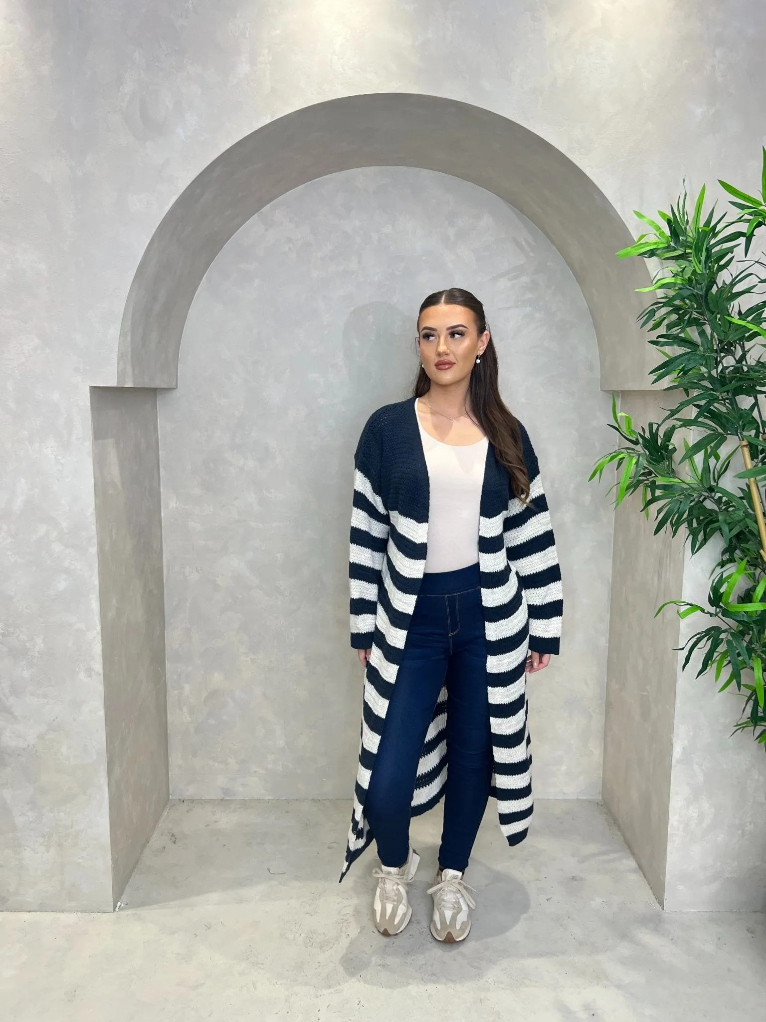 Long Length Stripe Cardigan