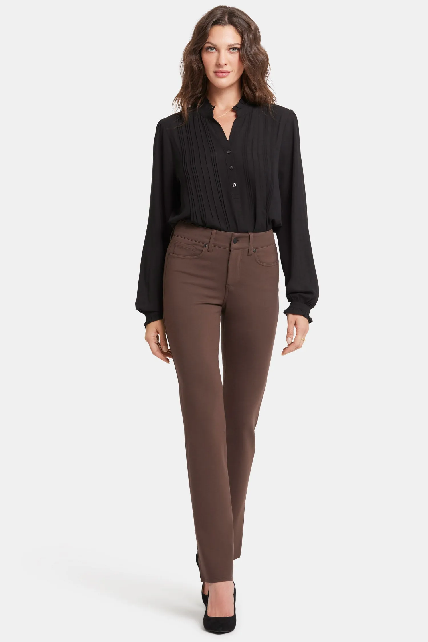 Marilyn Straight Pants In Petite - Coffee Bean