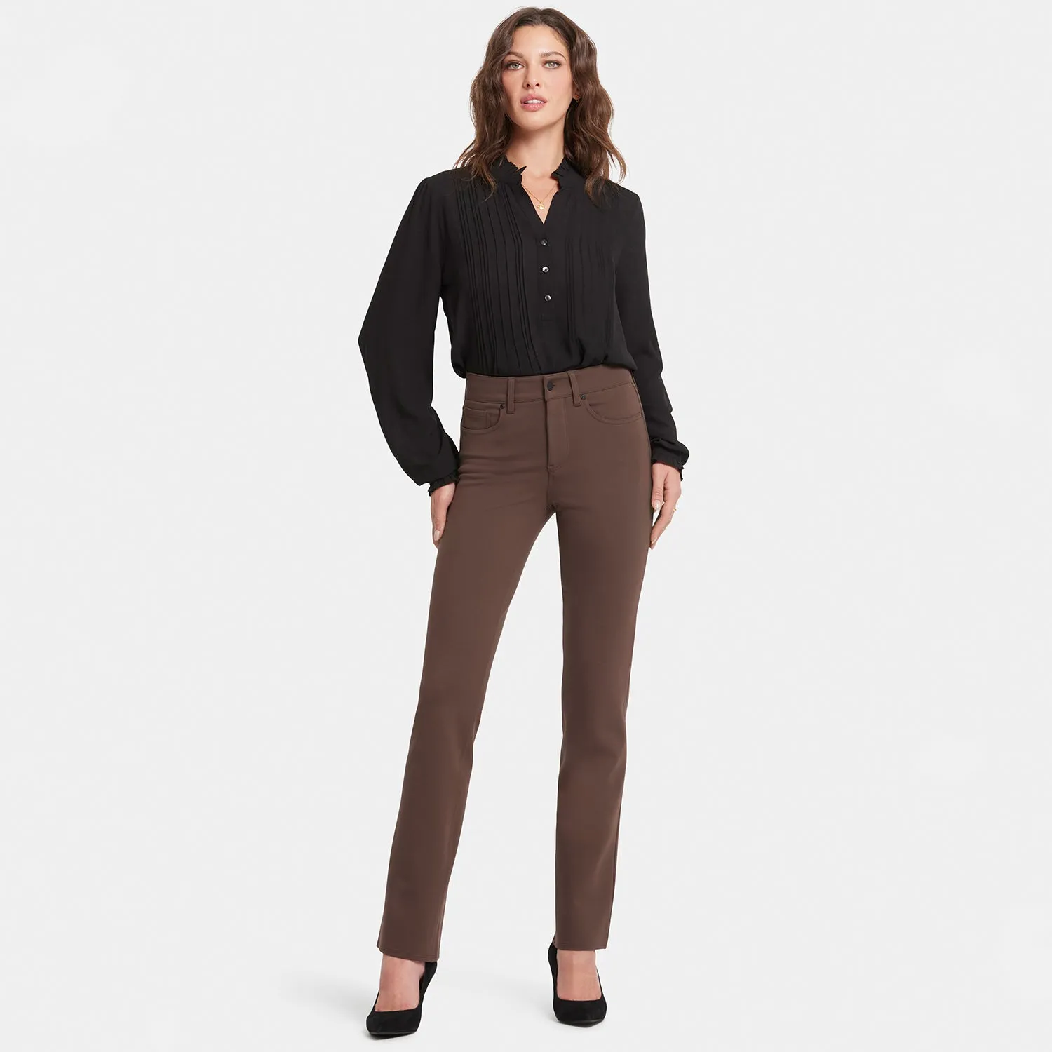 Marilyn Straight Pants In Petite - Coffee Bean