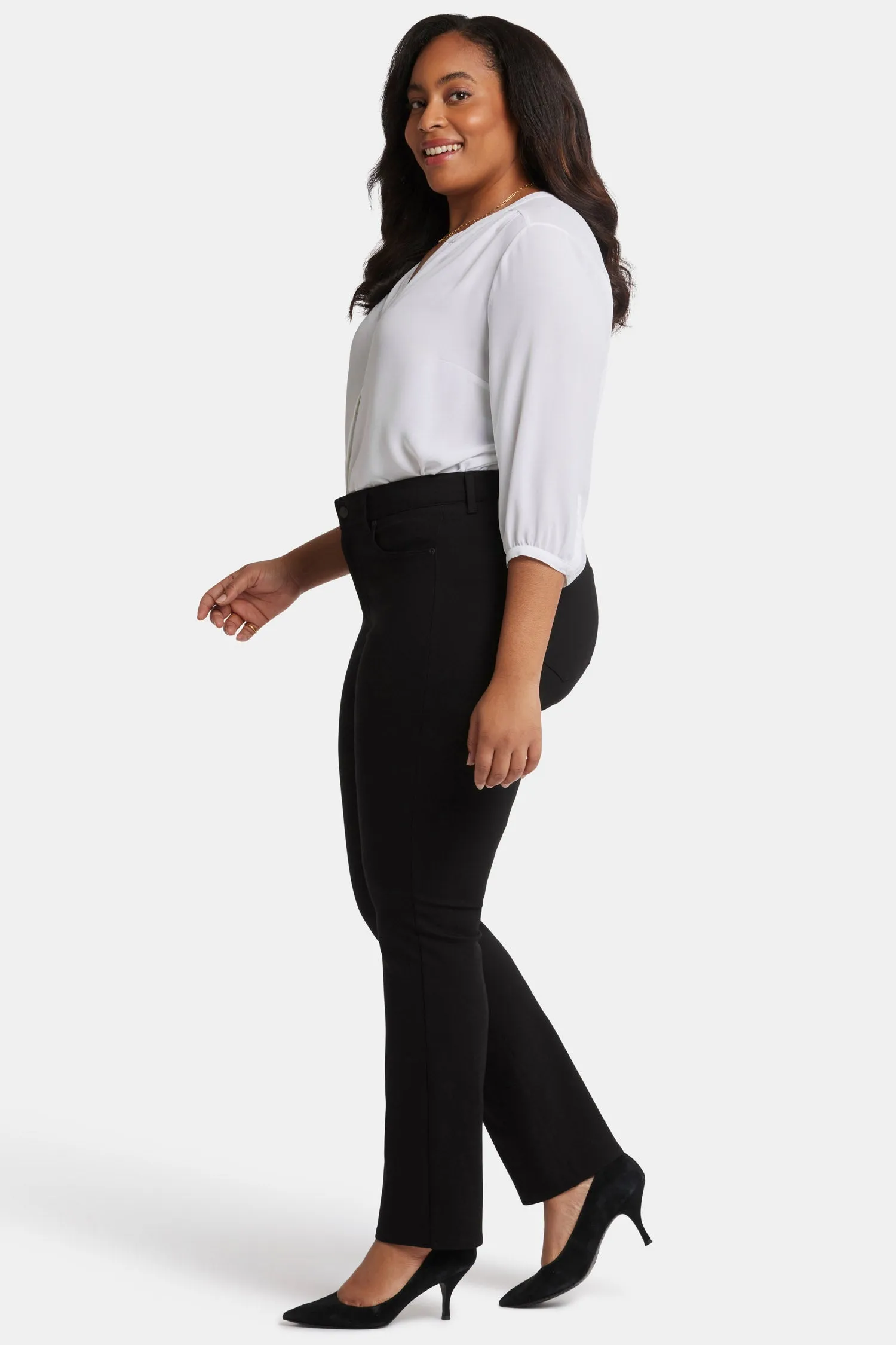 Marilyn Straight Pants In Plus Size - Black