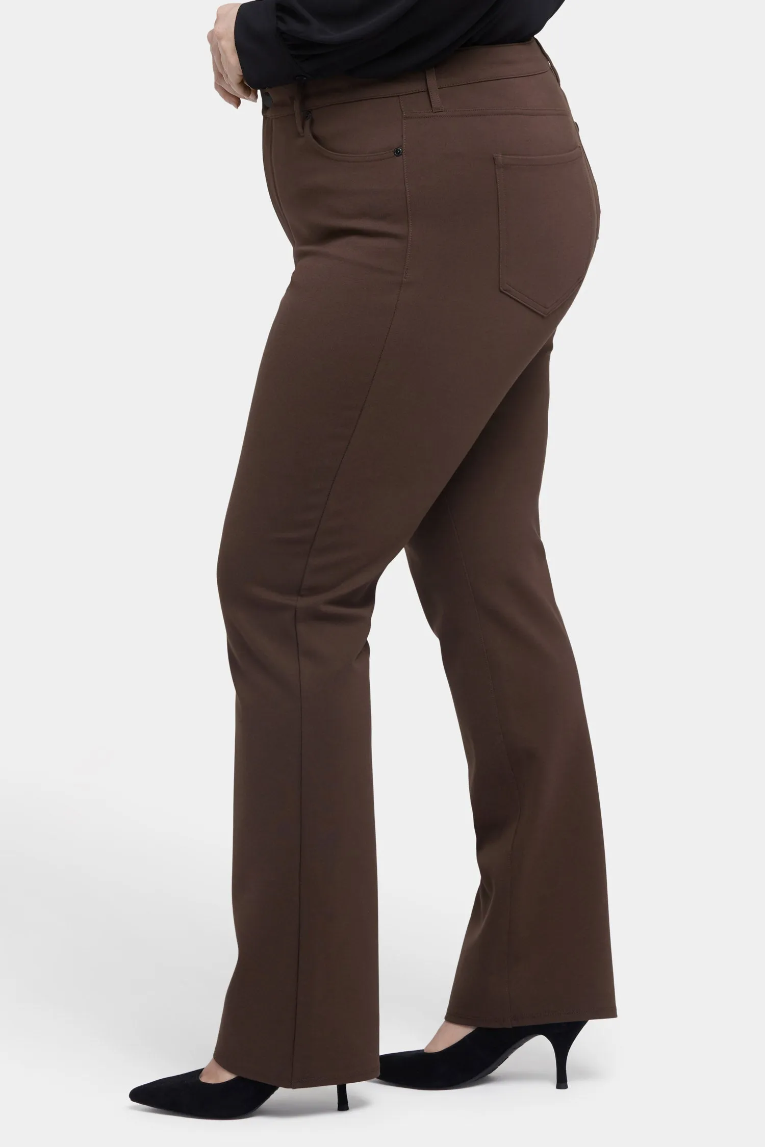 Marilyn Straight Pants In Plus Size - Coffee Bean