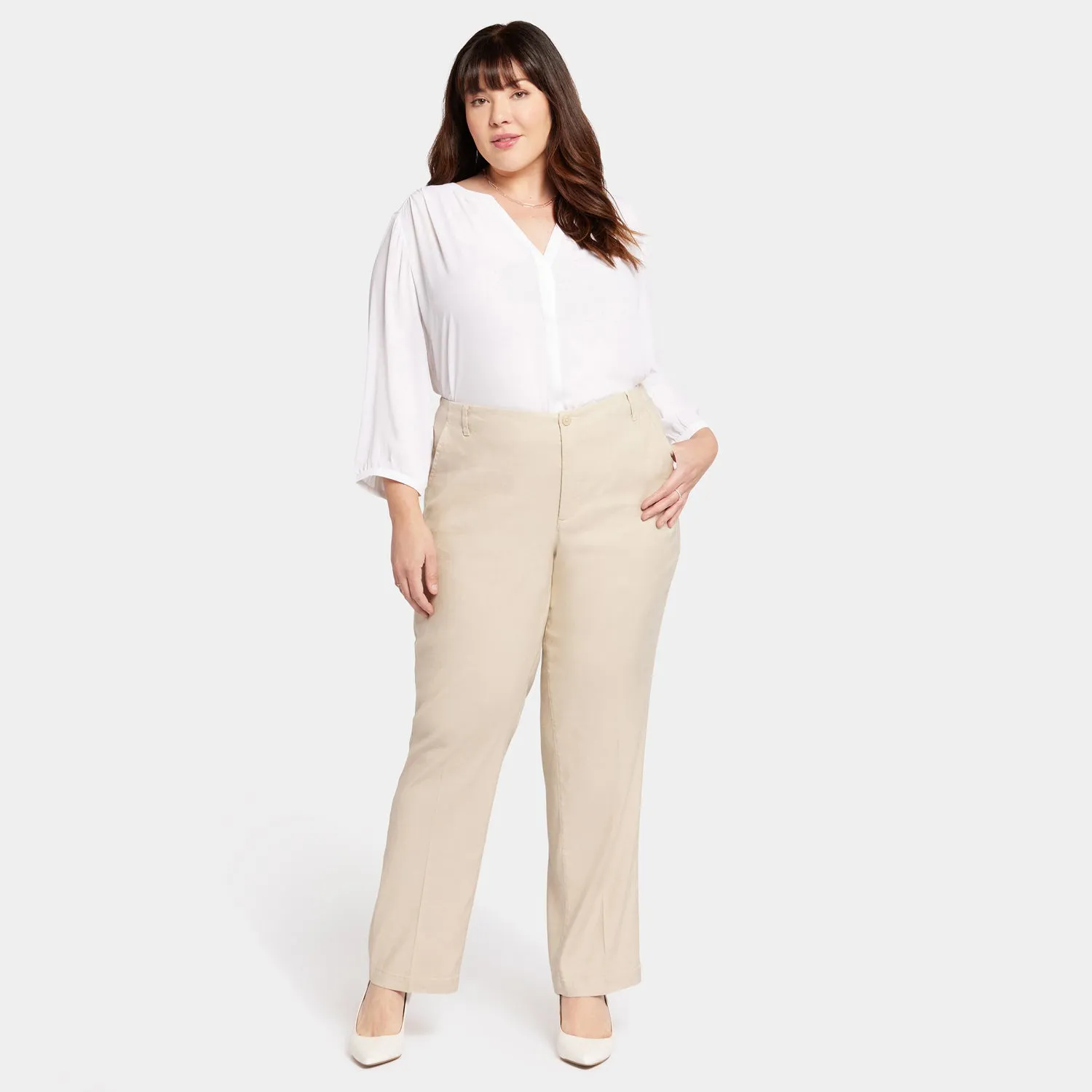 Marilyn Straight Pants In Plus Size - Feather