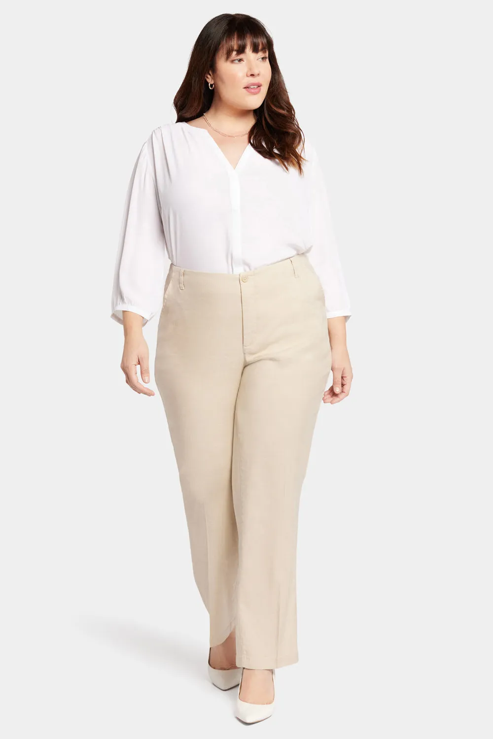 Marilyn Straight Pants In Plus Size - Feather