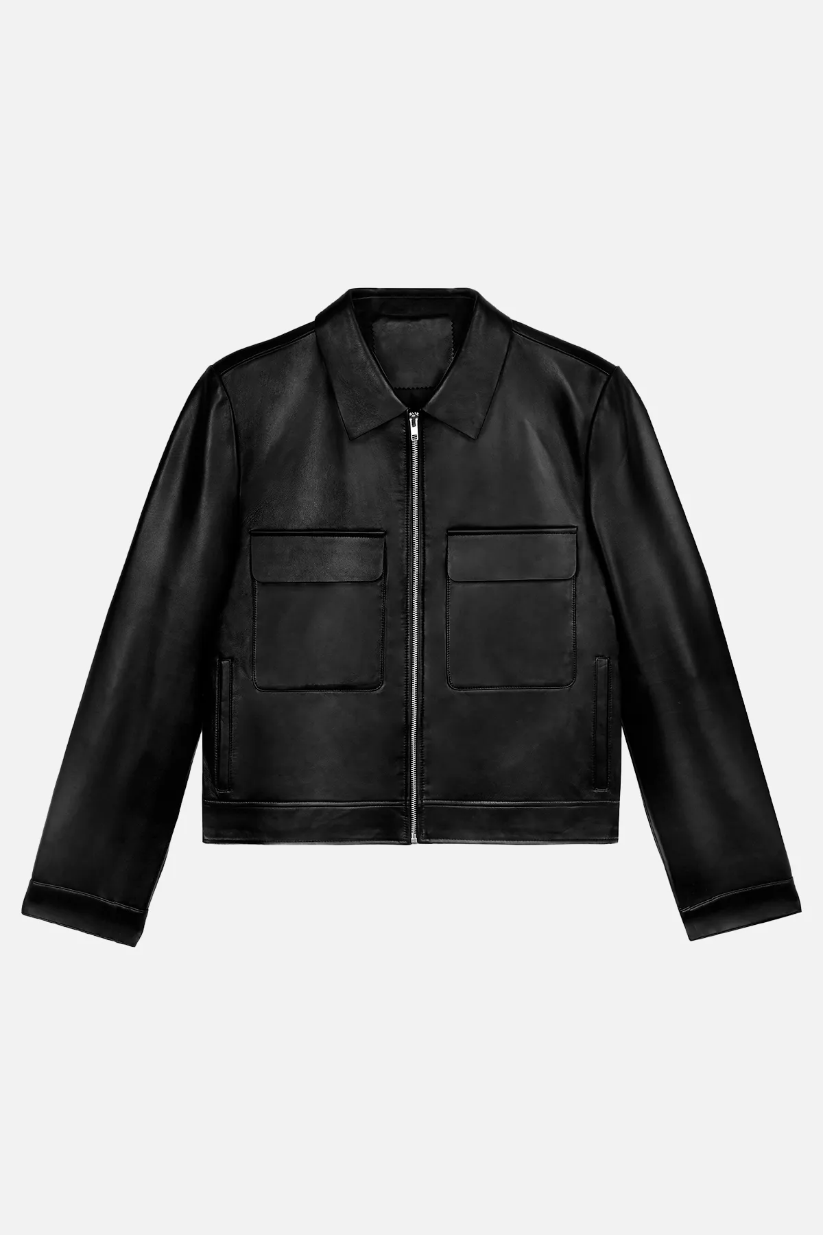 Masculine Real Leather Jacket - Black