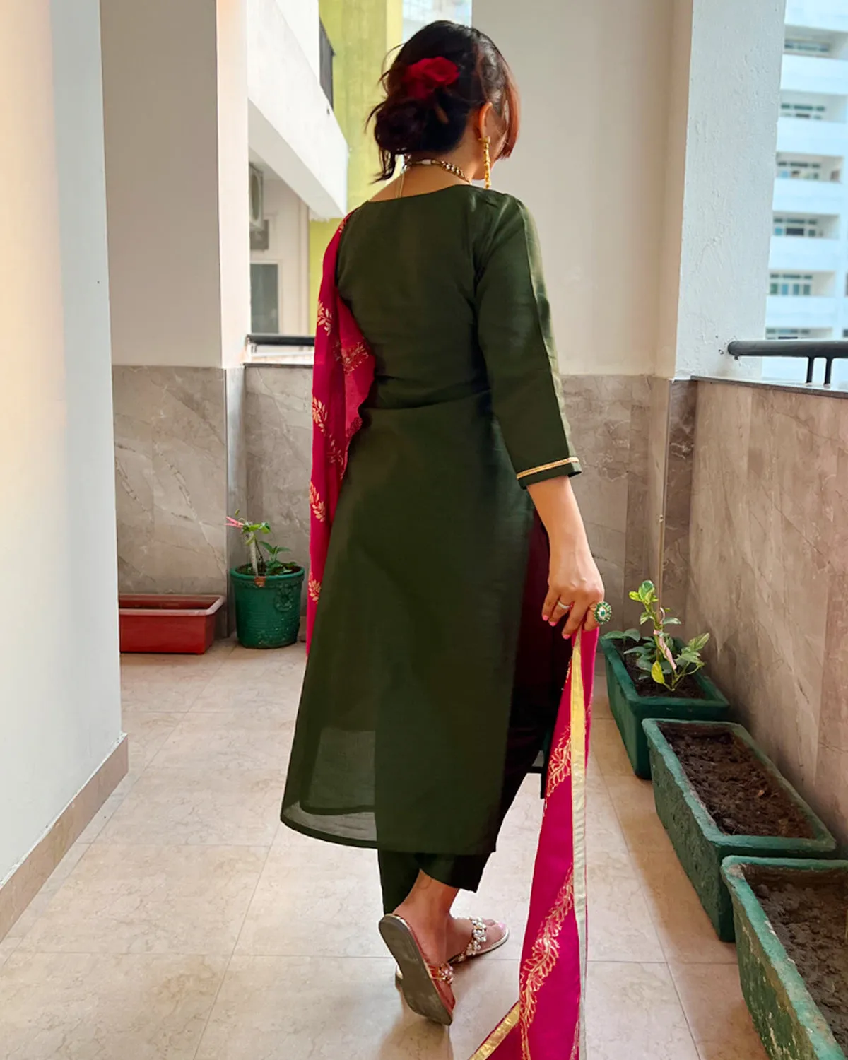 Meher Silk Straight Kurta, Pants & Dupatta