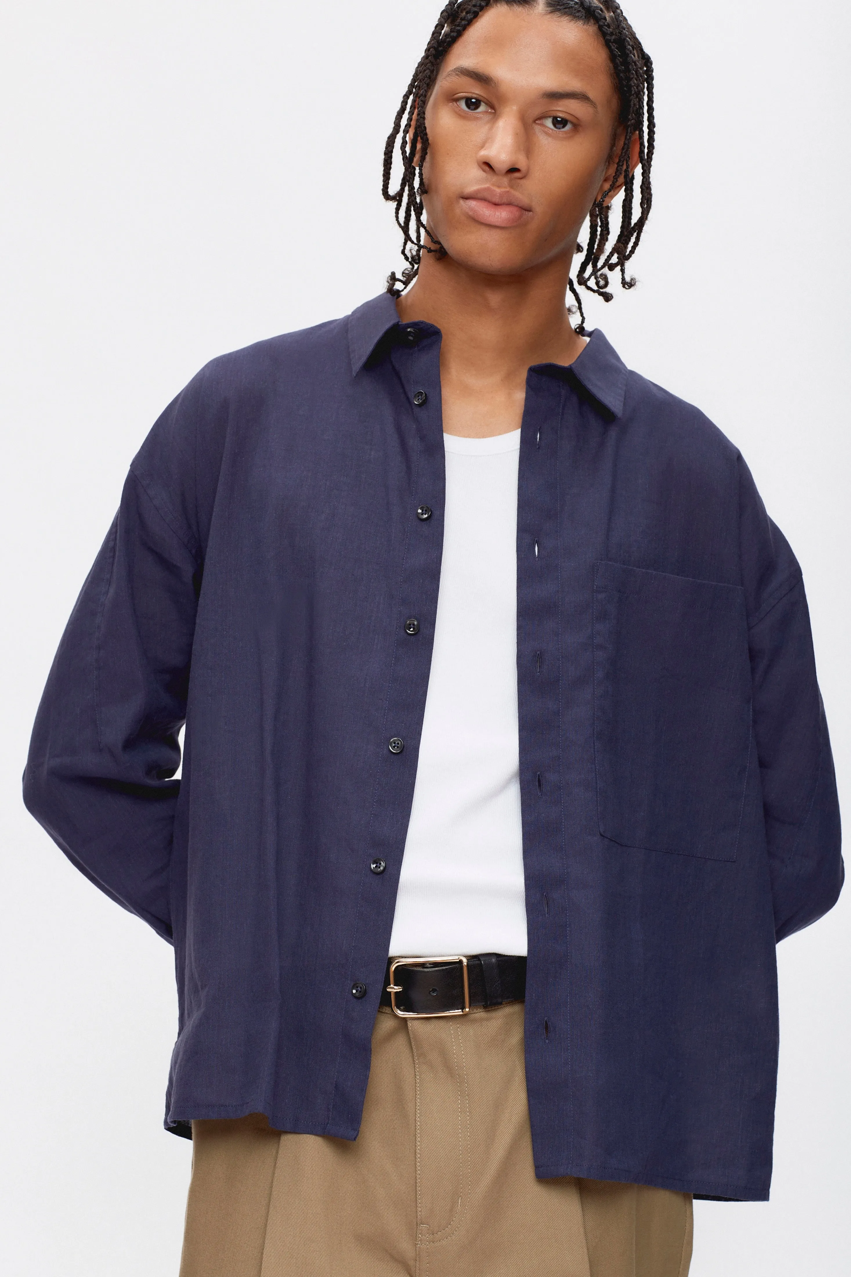 Men’s Cairo Linen Shirt in Maritime