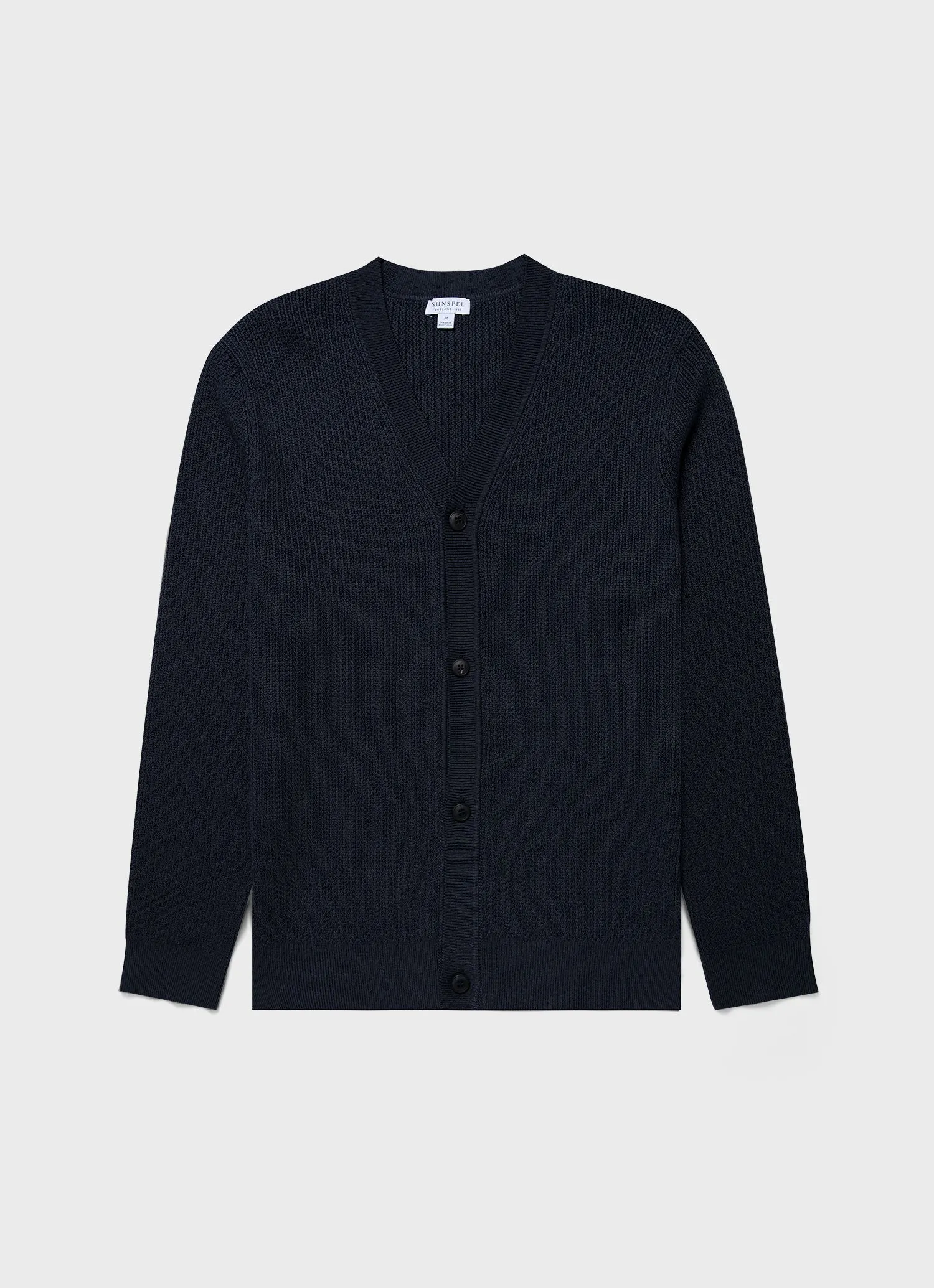 Men's Textured Knit Cardigan in Navy