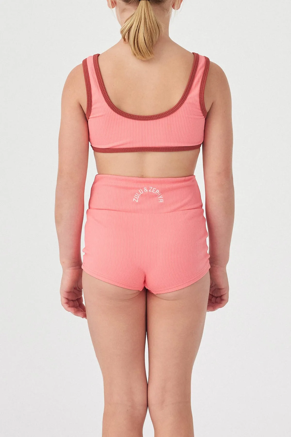 Mini Rib Logo Boy Short - Coral