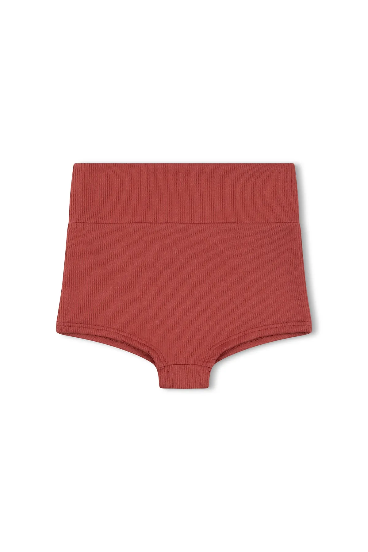 Mini Rib Logo Boy Short - Earth Red