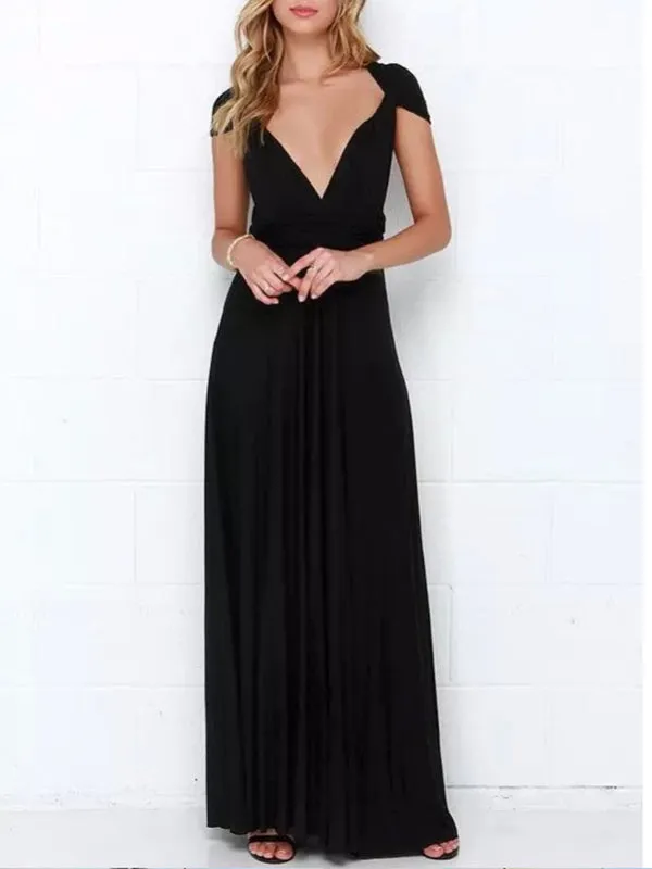 Momnfancy Solid Lace Up Sleeveless Bridesmaid Maternity Maxi Dress